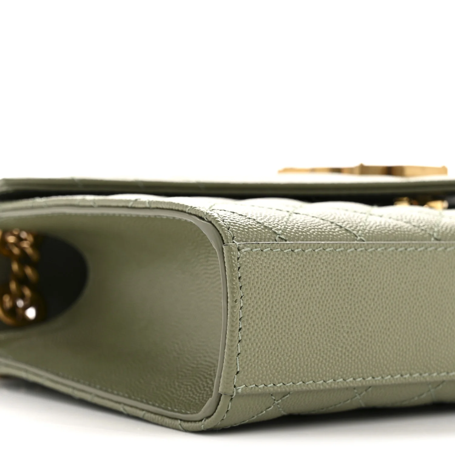 Grain De Poudre Textured Mixed Matelasse Triquilt Medium Monogram Satchel Light Sage - Image 9