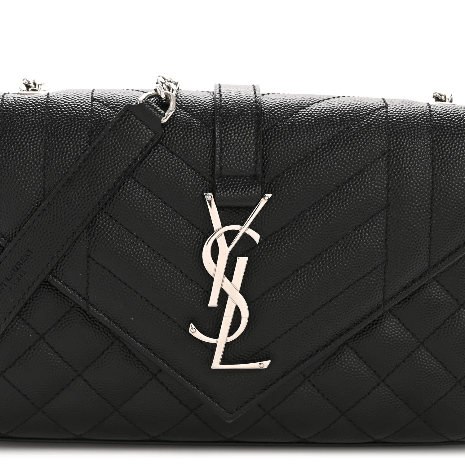Grain De Poudre Textured Mixed Matelasse Triquilt Small Monogram Satchel Black - Image 8