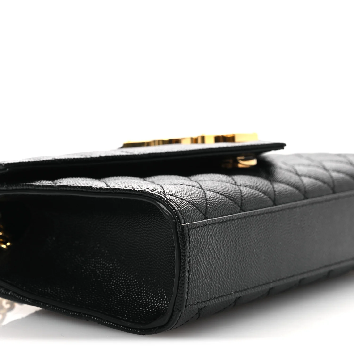 Grain De Poudre Textured Mixed Matelasse Triquilt Small Monogram Satchel Black - Image 8