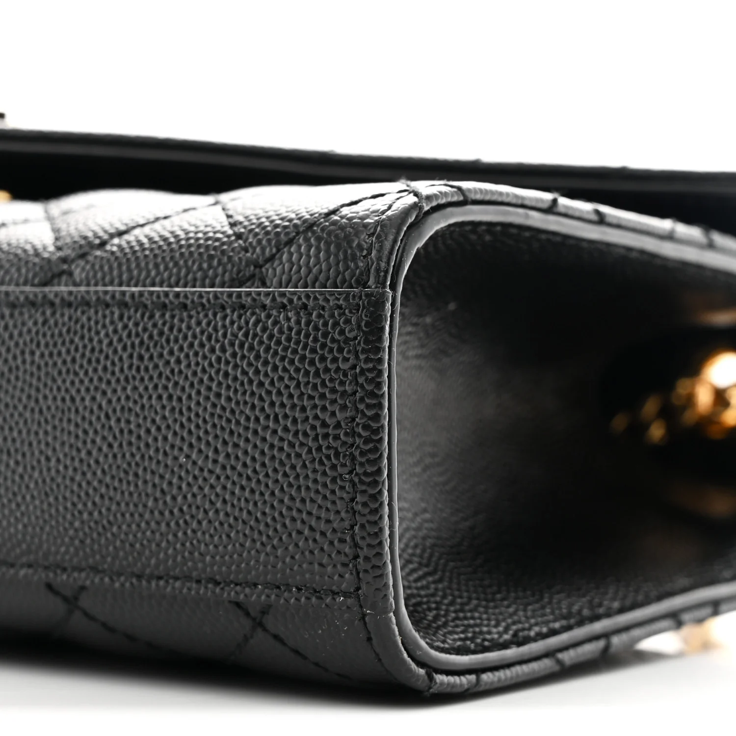 Grain De Poudre Textured Mixed Matelasse Triquilt Small Monogram Satchel Black - Image 10