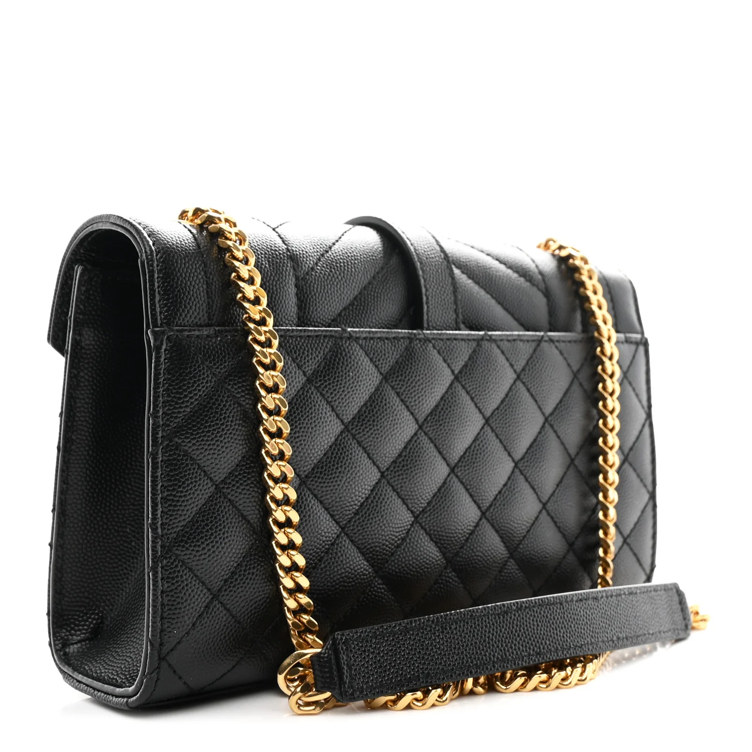 Grain De Poudre Textured Mixed Matelasse Triquilt Small Monogram Satchel Black - Image 3