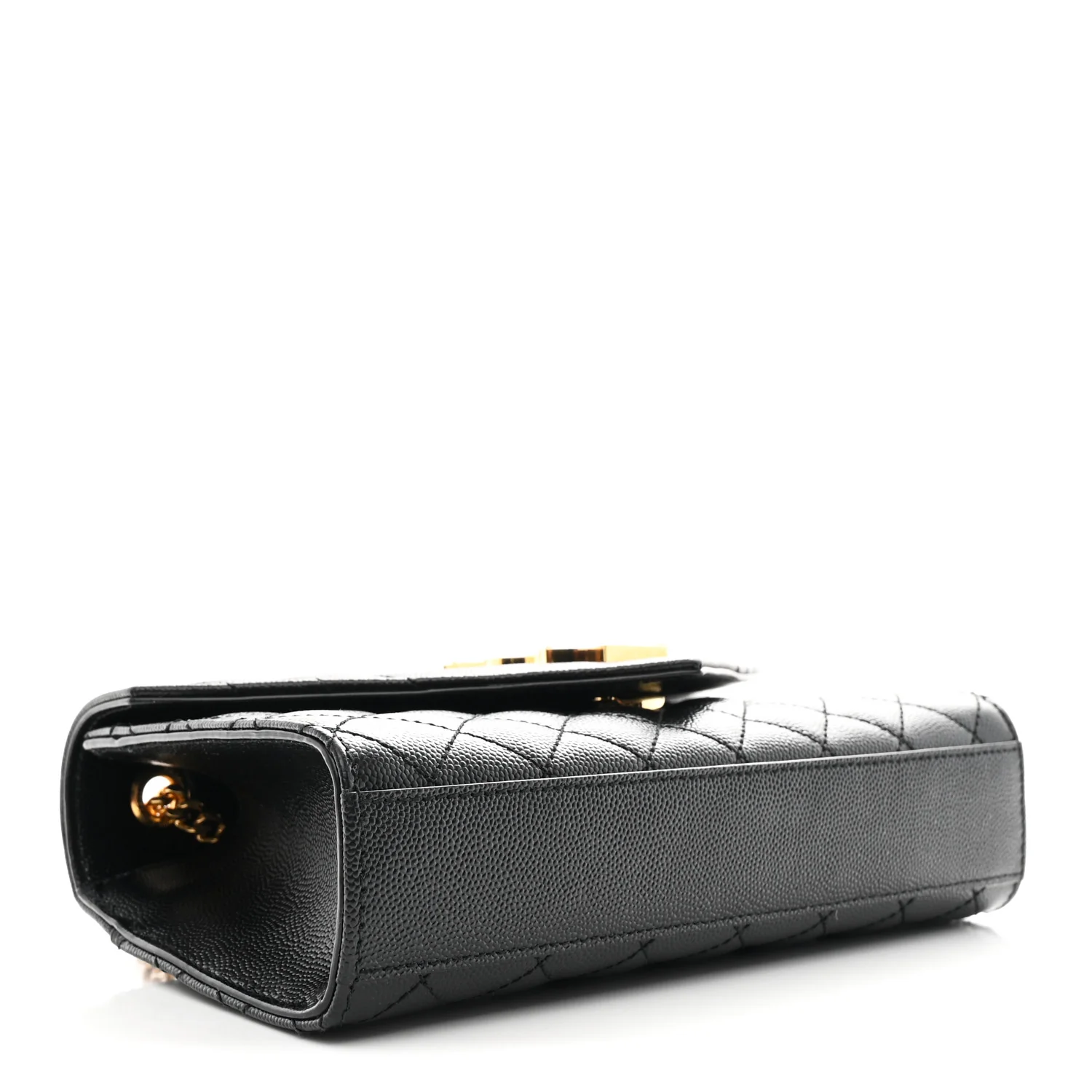 Grain De Poudre Textured Mixed Matelasse Triquilt Small Monogram Satchel Black - Image 4