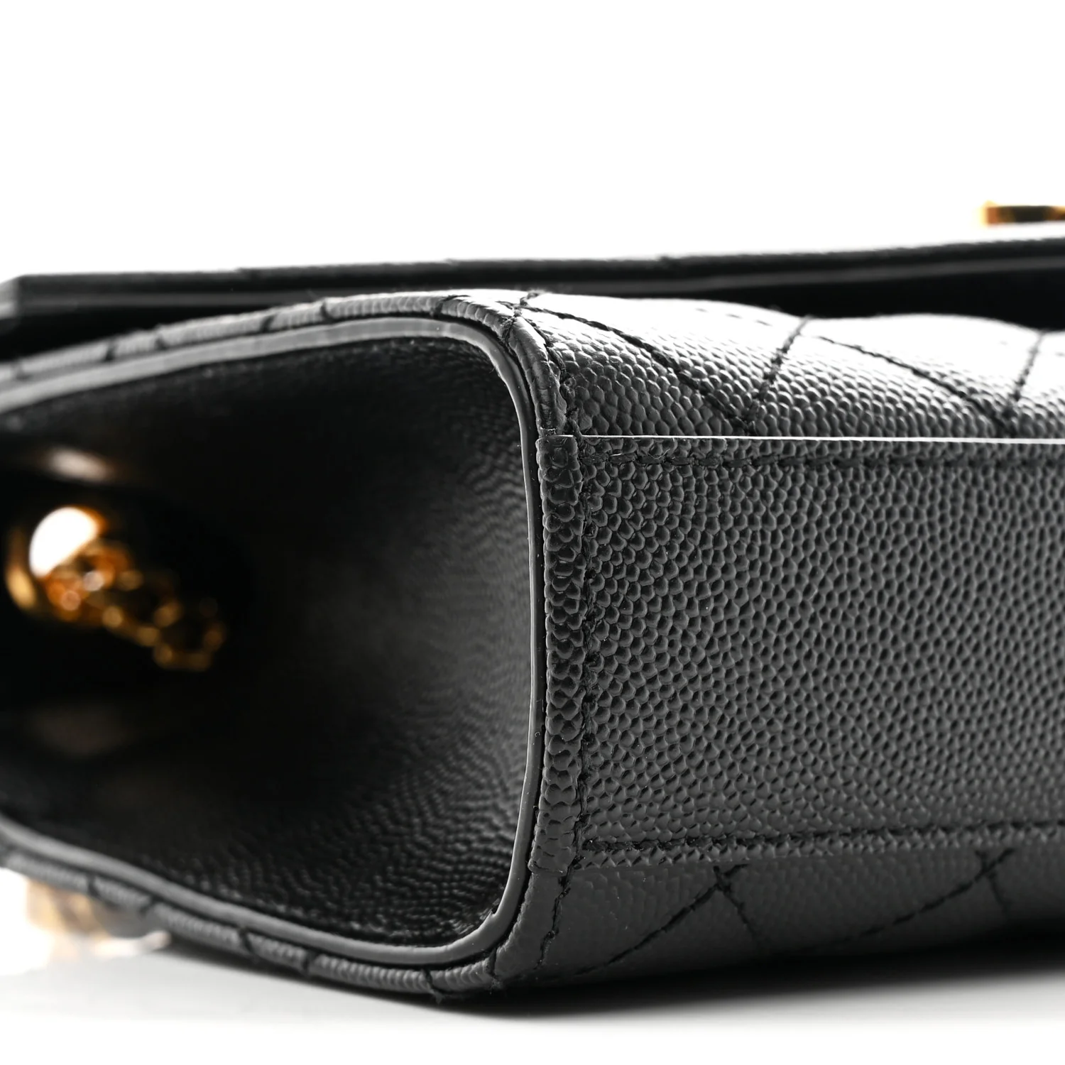 Grain De Poudre Textured Mixed Matelasse Triquilt Small Monogram Satchel Black - Image 9