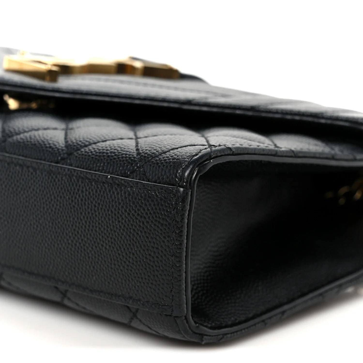 Grain De Poudre Textured Mixed Matelasse Triquilt Small Monogram Satchel Black - Image 11