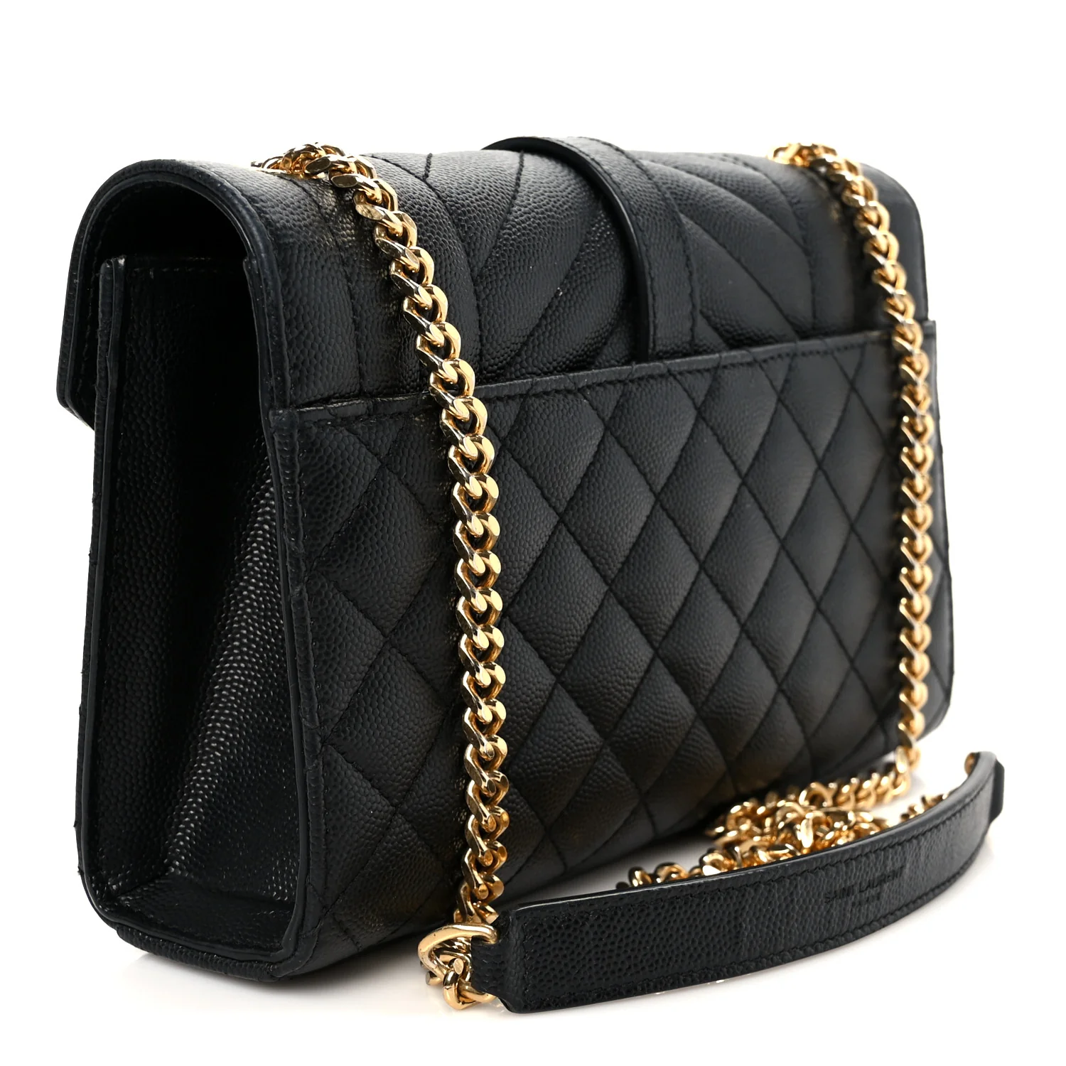 Grain De Poudre Textured Mixed Matelasse Triquilt Small Monogram Satchel Black - Image 3