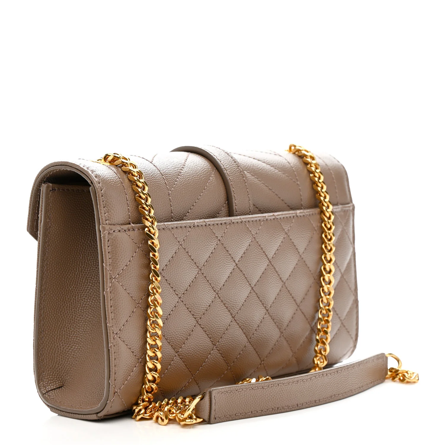 Grain De Poudre Textured Mixed Matelasse Triquilt Small Monogram Satchel Dark Beige - Image 3