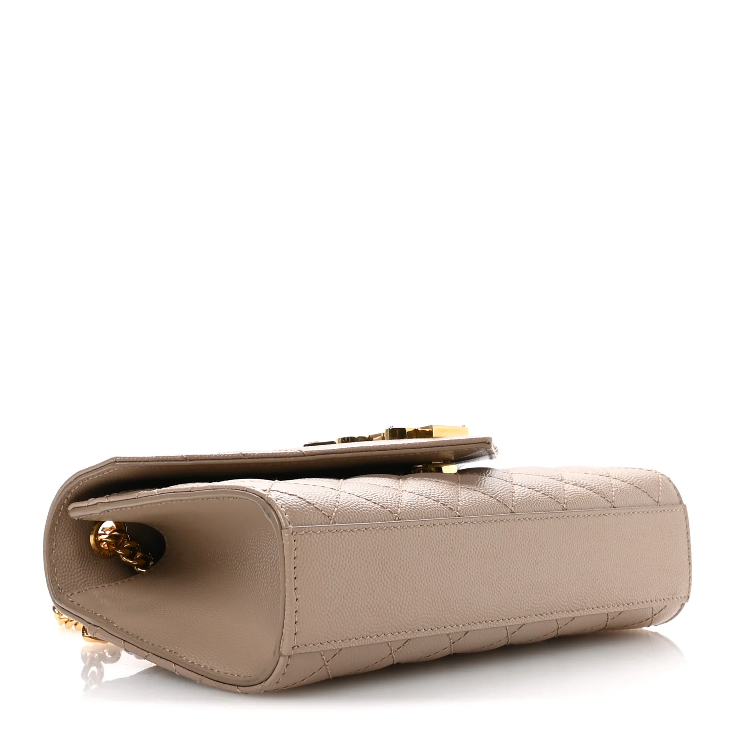 Grain De Poudre Textured Mixed Matelasse Triquilt Small Monogram Satchel Dark Beige - Image 4