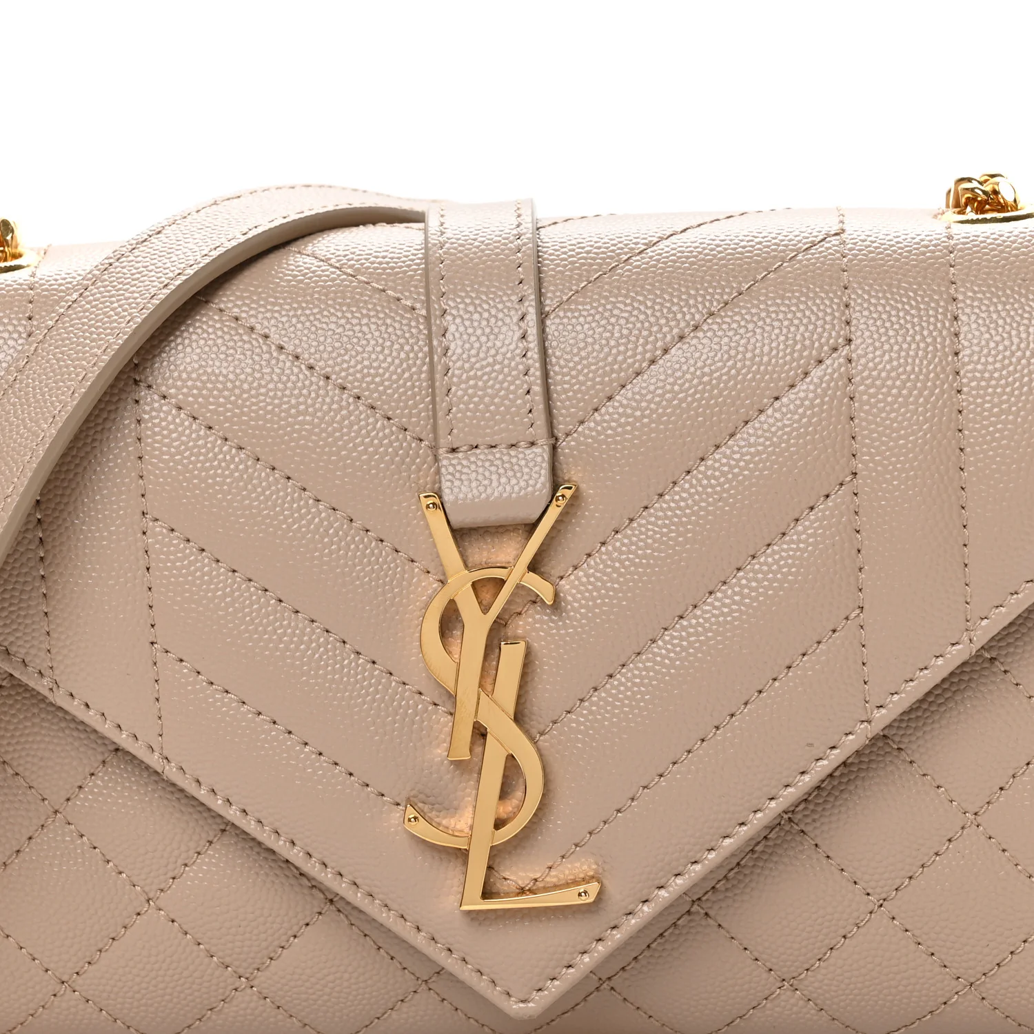 Grain De Poudre Textured Mixed Matelasse Triquilt Small Monogram Satchel Dark Beige - Image 8