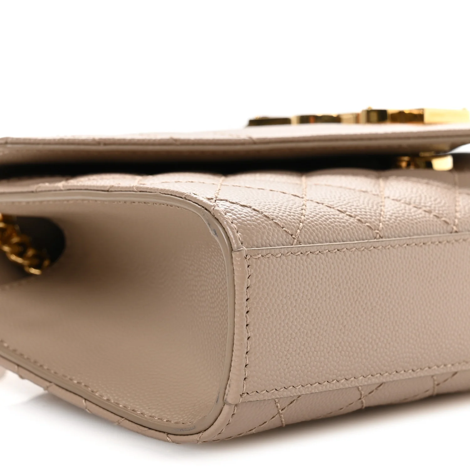 Grain De Poudre Textured Mixed Matelasse Triquilt Small Monogram Satchel Dark Beige - Image 9