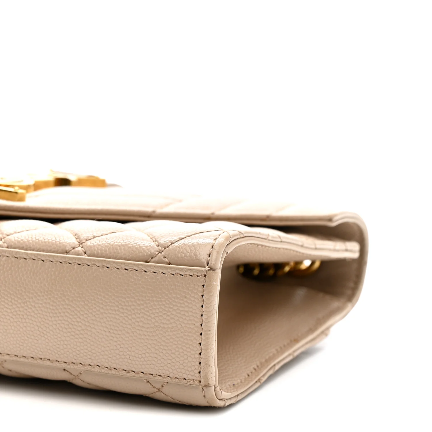 Grain De Poudre Textured Mixed Matelasse Triquilt Small Monogram Satchel Dark Beige - Image 10
