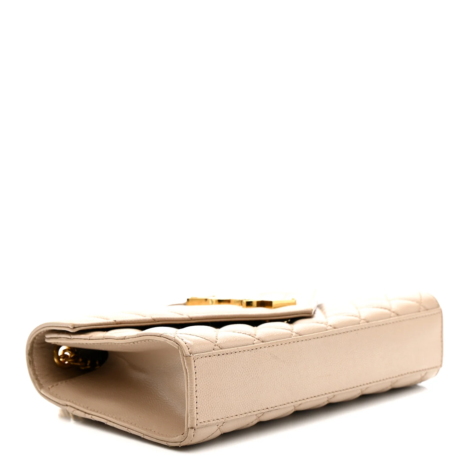 Grain De Poudre Textured Mixed Matelasse Triquilt Small Monogram Satchel Dark Beige - Image 4