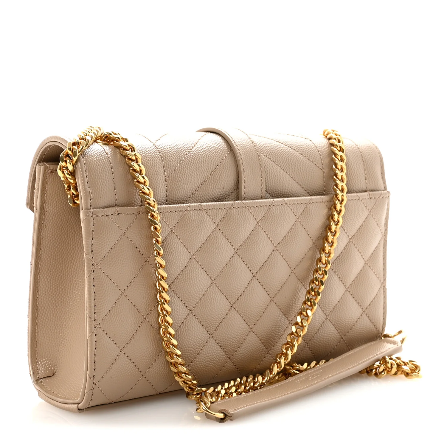 Grain De Poudre Textured Mixed Matelasse Triquilt Small Monogram Satchel Dark Beige - Image 3