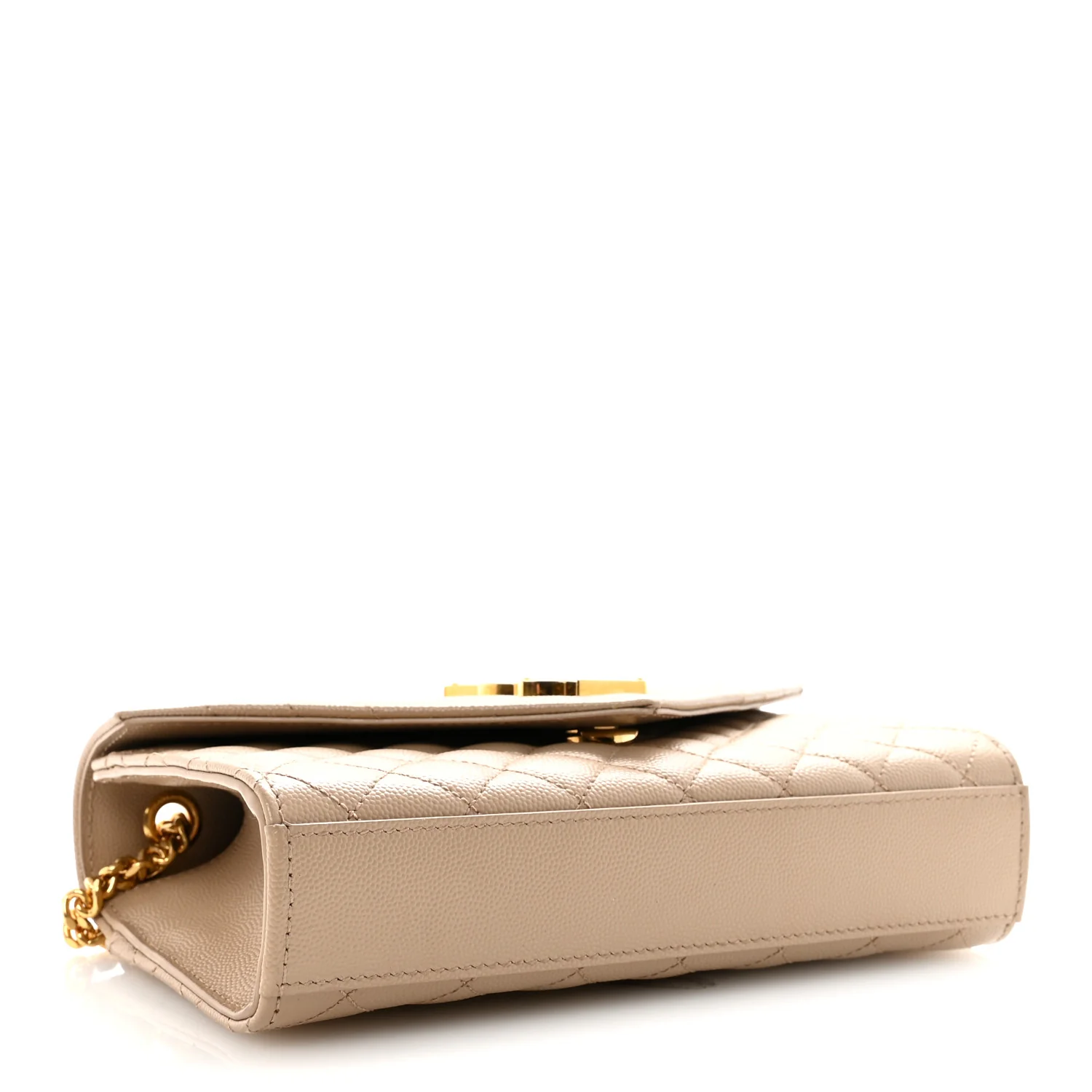 Grain De Poudre Textured Mixed Matelasse Triquilt Small Monogram Satchel Dark Beige - Image 4