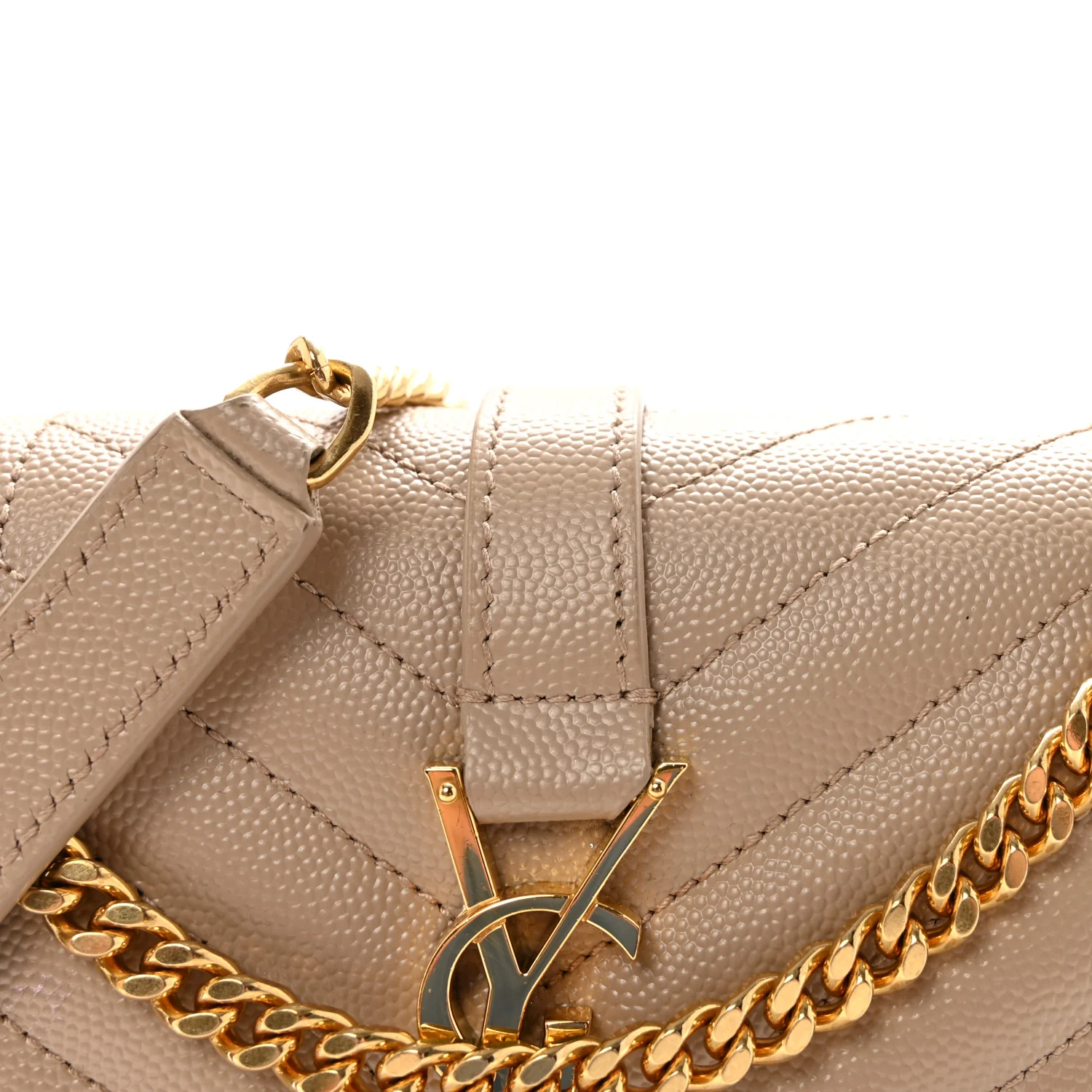 Grain De Poudre Textured Mixed Matelasse Triquilt Small Monogram Satchel Dark Beige - Image 7