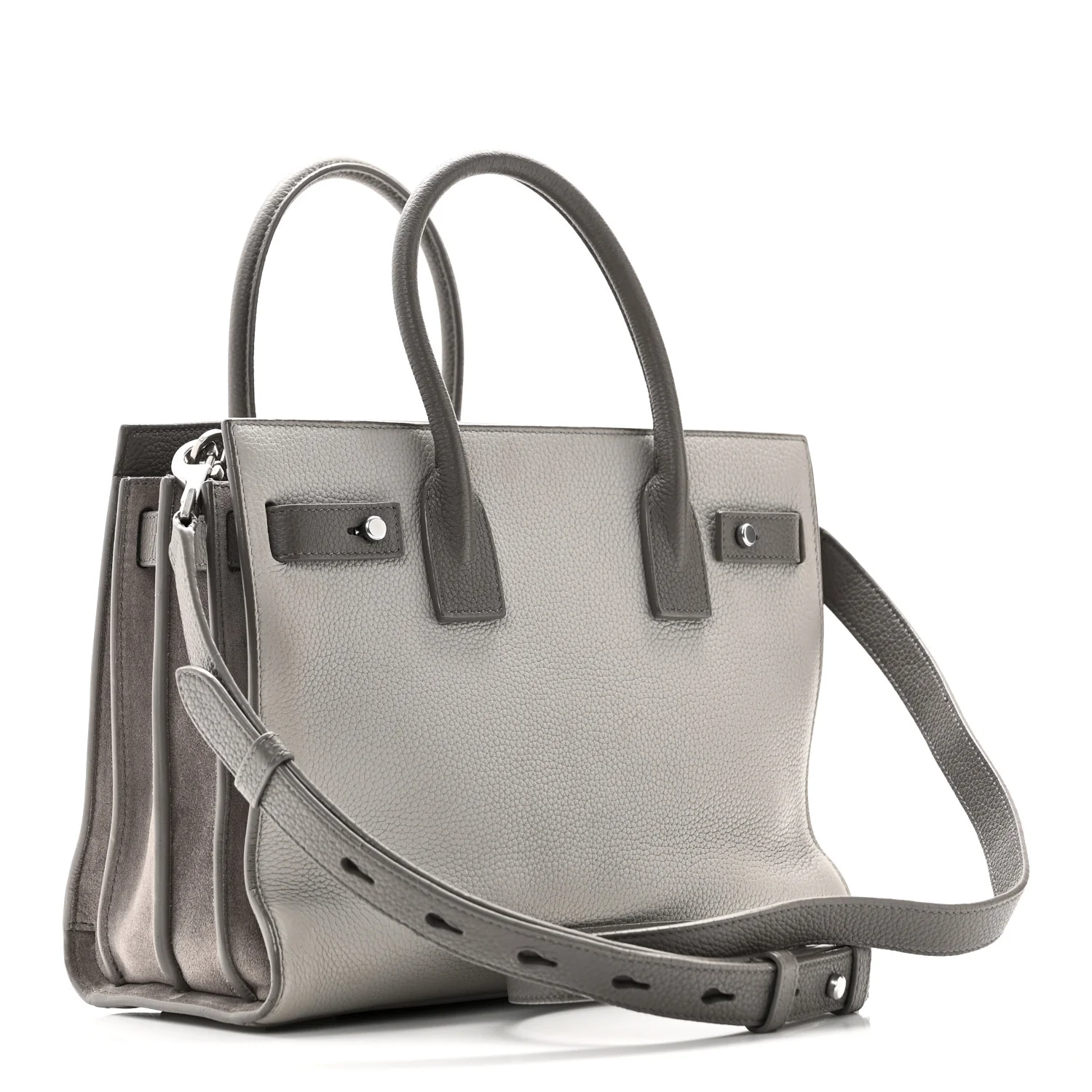 Grained Calfskin Bi-Color Baby Supple Sac De Jour Souris Fog - Image 3