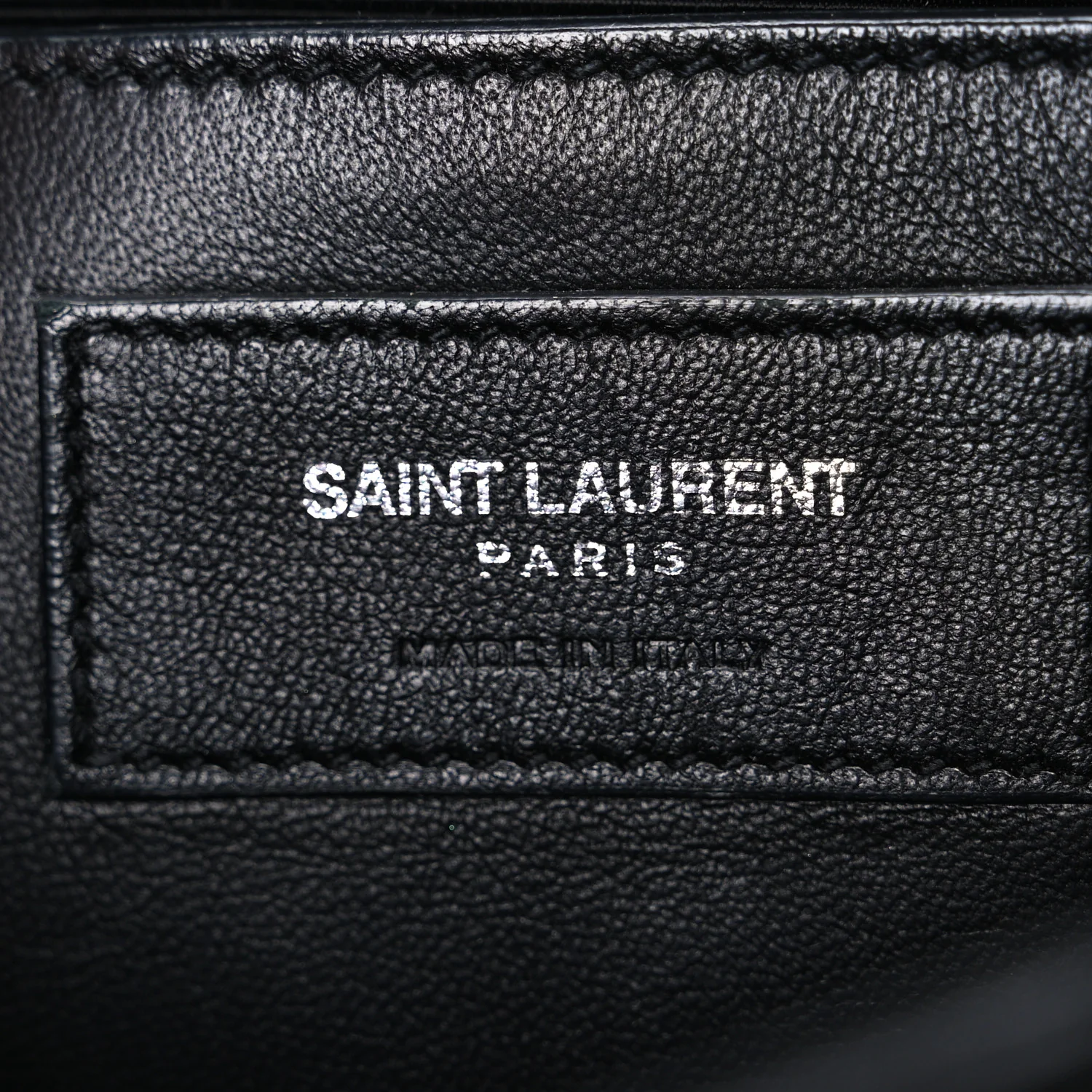 Grained Calfskin Matelasse Chevron Medium Monogram Chain Bag Black - Image 6