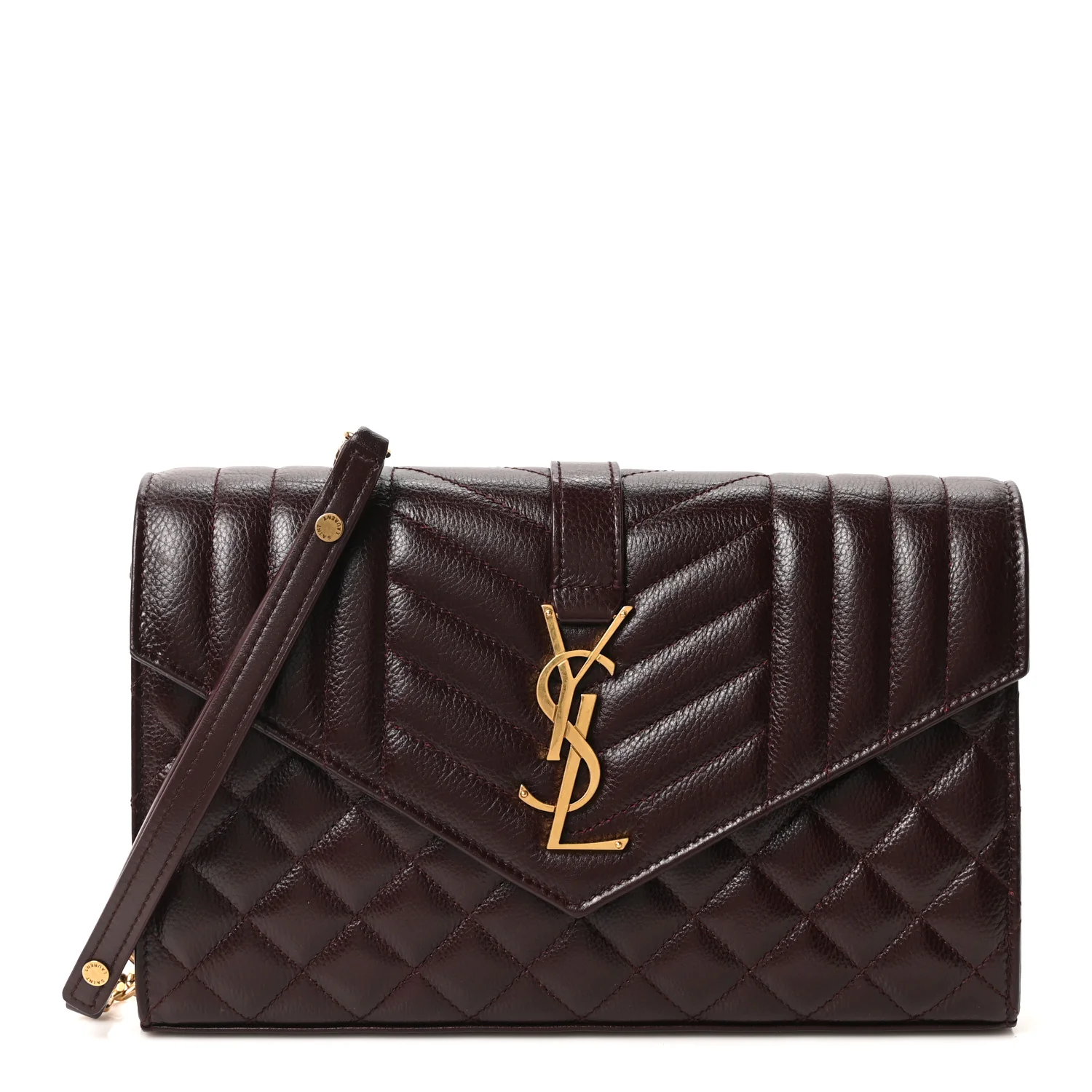 Grained Calfskin Mixed Matelasse Triquilt Monogram Chain Wallet Lava Falls