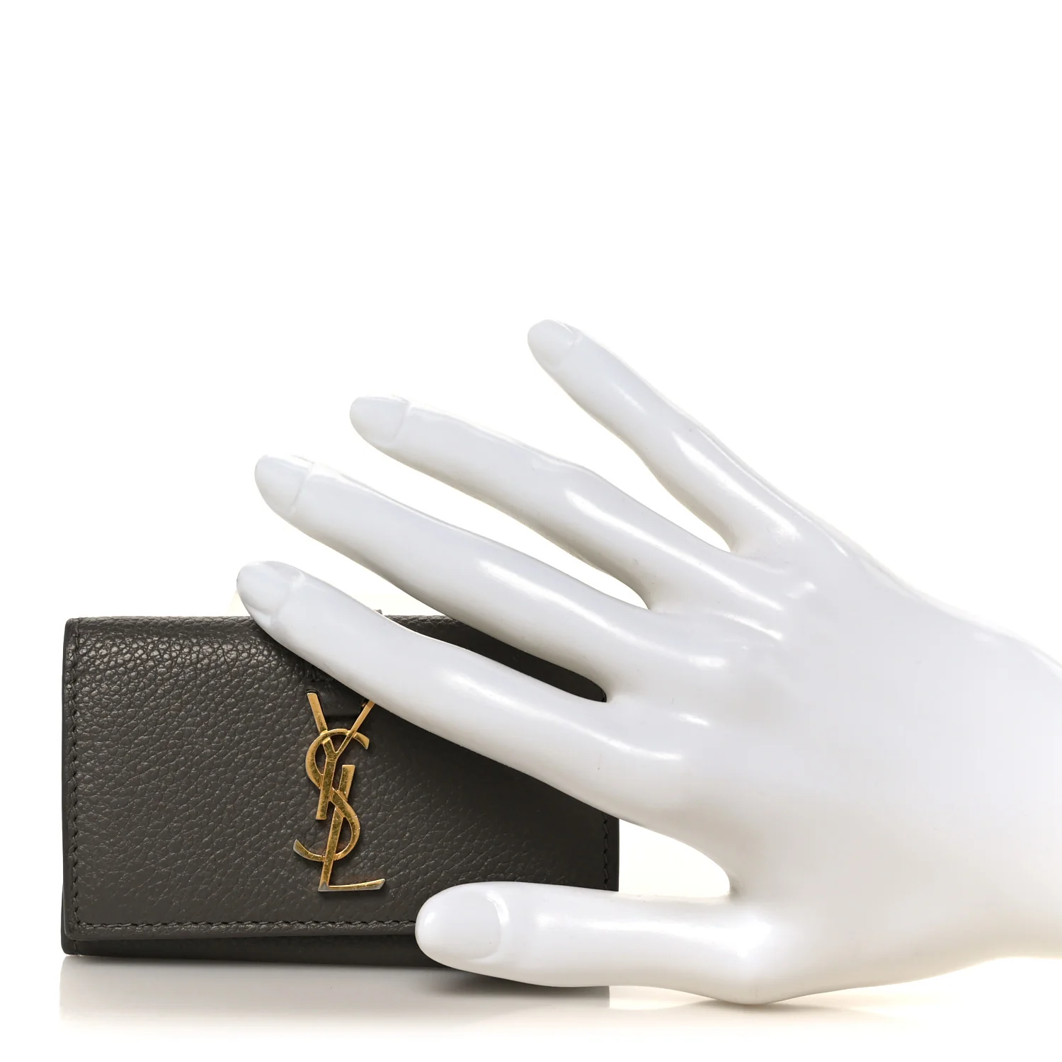 Grained Calfskin Monogram Key Case Grey - Image 2
