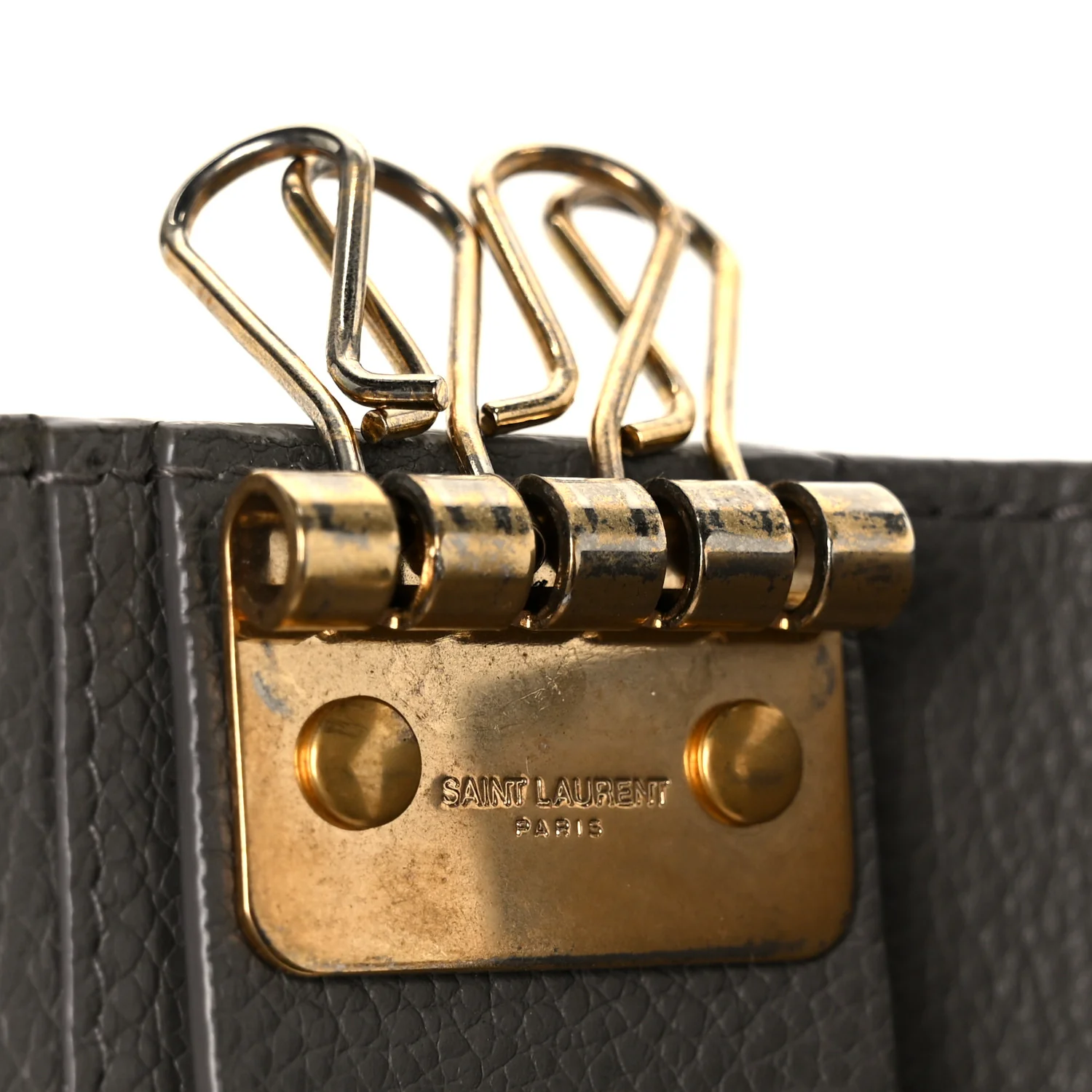 Grained Calfskin Monogram Key Case Grey - Image 8