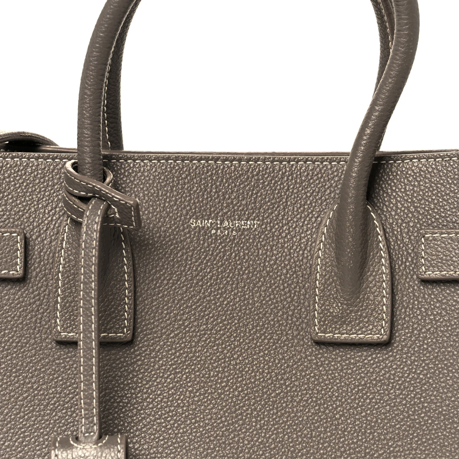 Grained Calfskin Topstich Baby Sac De Jour Grey - Image 10