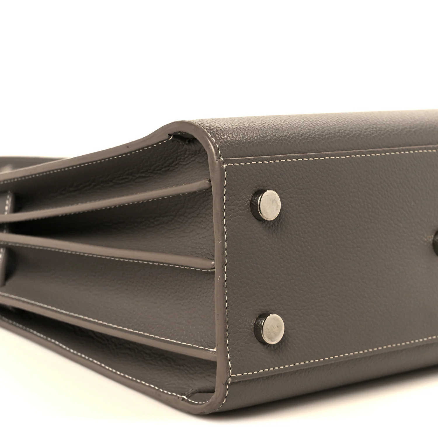 Grained Calfskin Topstich Baby Sac De Jour Grey - Image 11