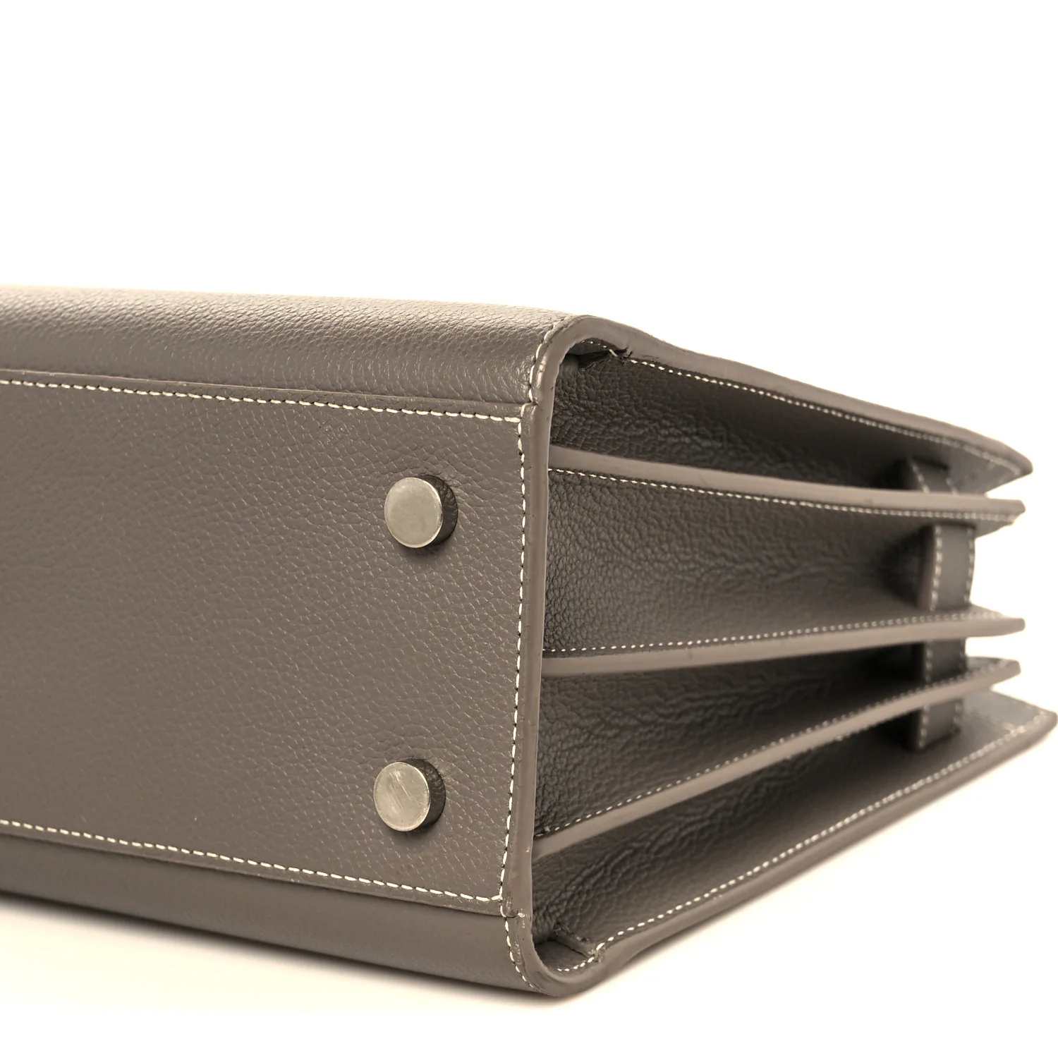 Grained Calfskin Topstich Baby Sac De Jour Grey - Image 12