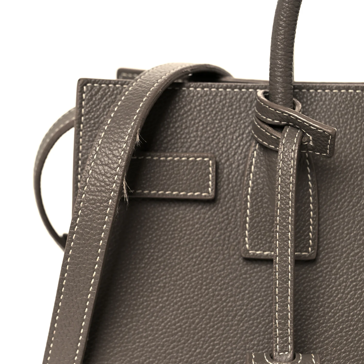 Grained Calfskin Topstich Baby Sac De Jour Grey - Image 13