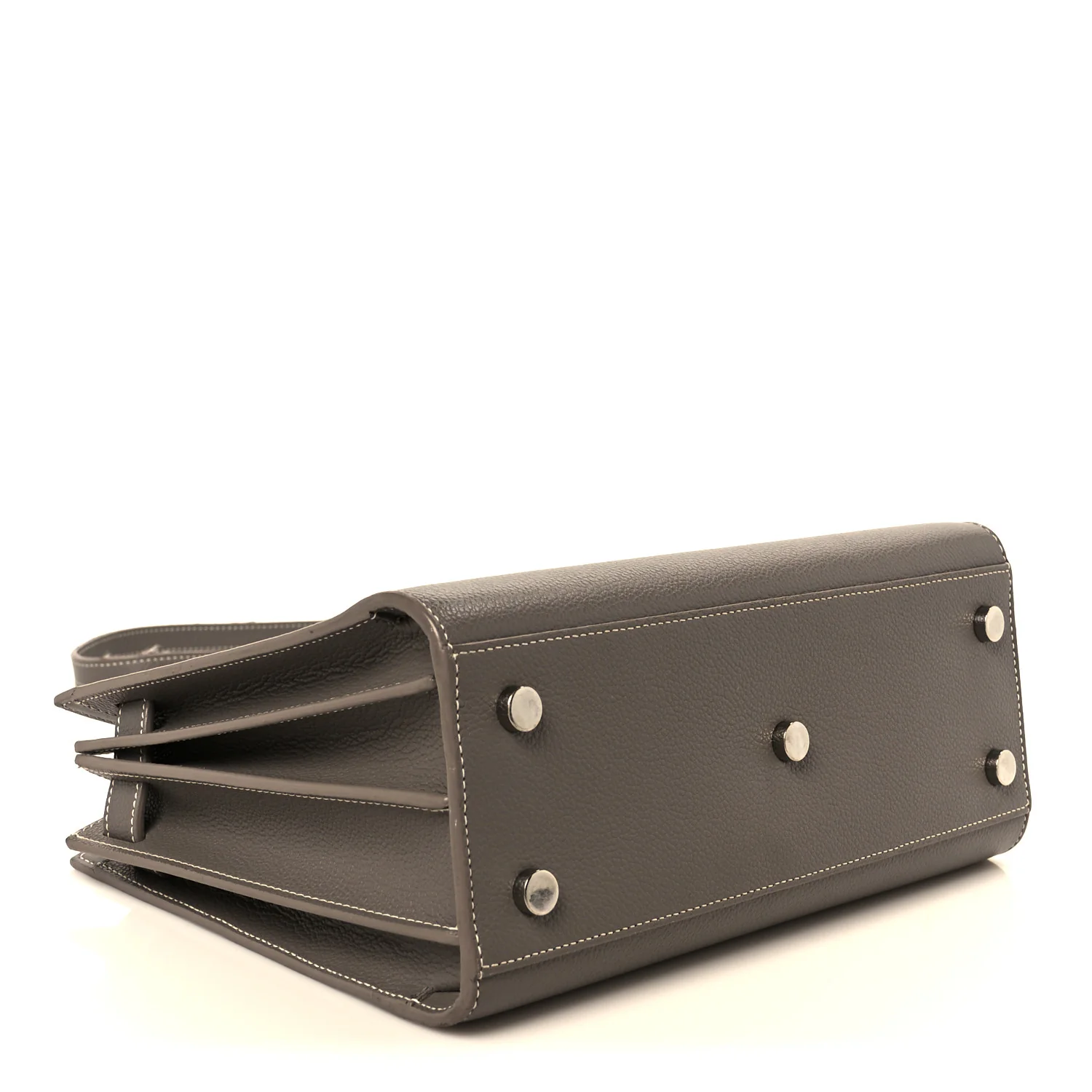 Grained Calfskin Topstich Baby Sac De Jour Grey - Image 4