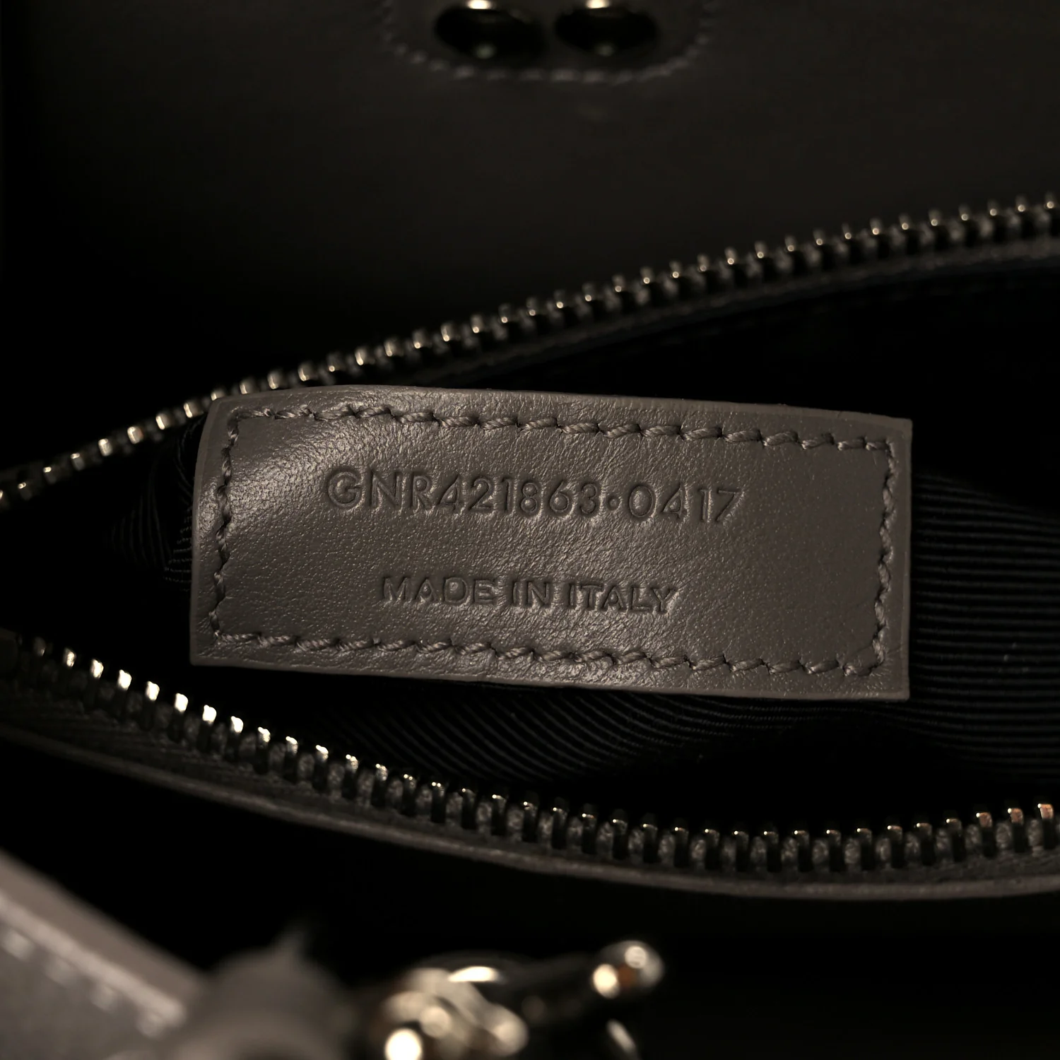 Grained Calfskin Topstich Baby Sac De Jour Grey - Image 9