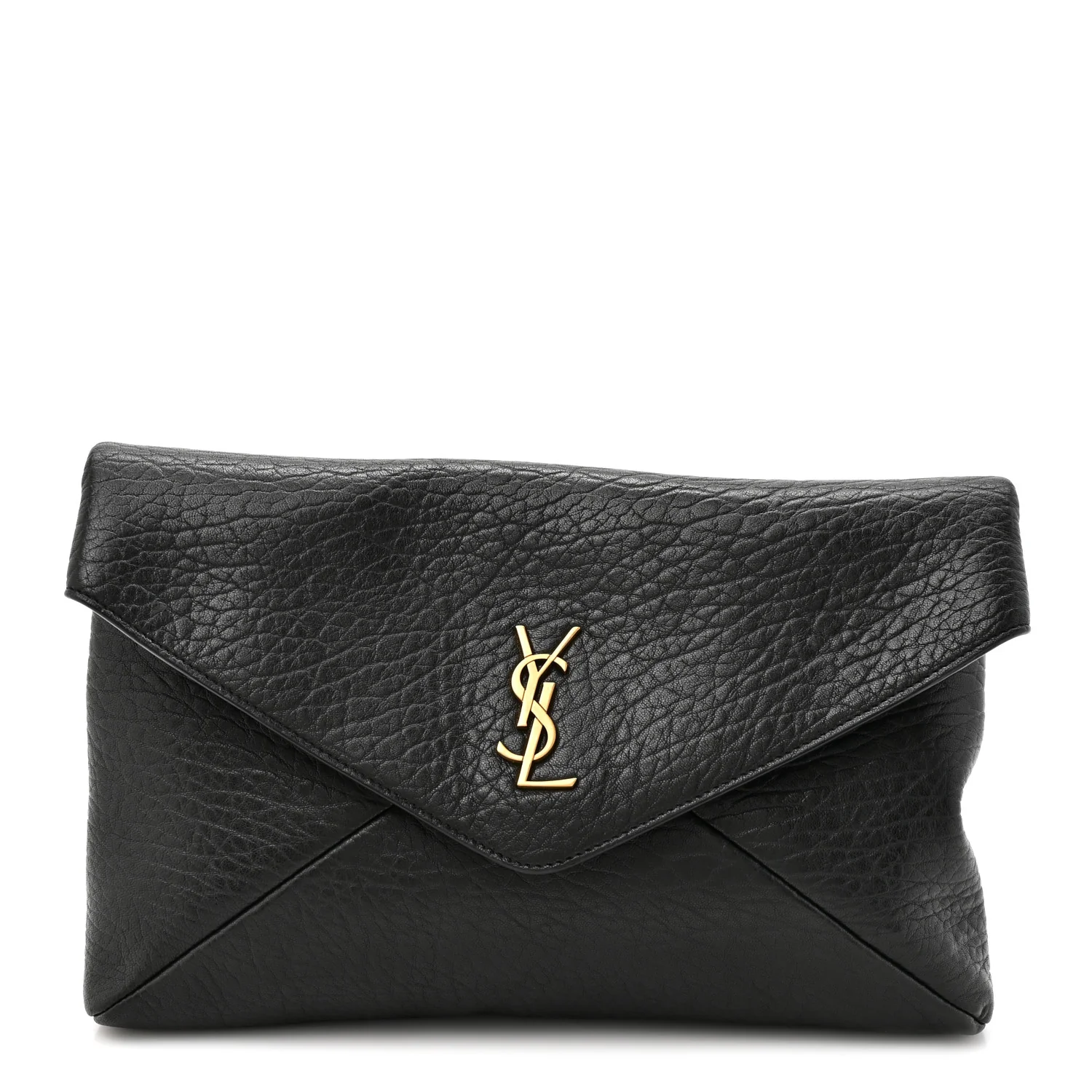 Grained Lambskin Cassandre Envelope Pouch Black