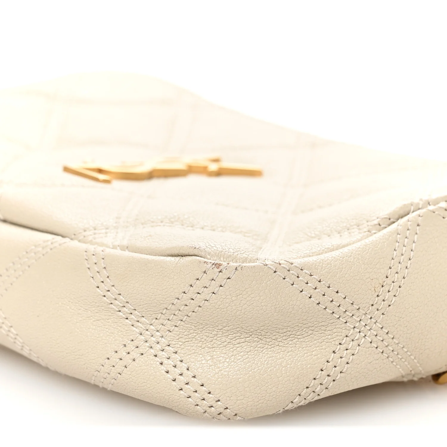 Grained Lambskin Quilted Mini Becky Double Zip Bag Vintage White - Image 10