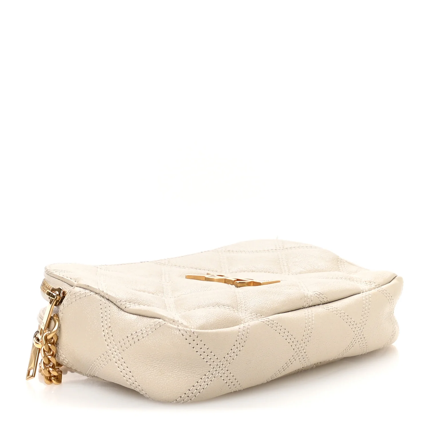Grained Lambskin Quilted Mini Becky Double Zip Bag Vintage White - Image 4