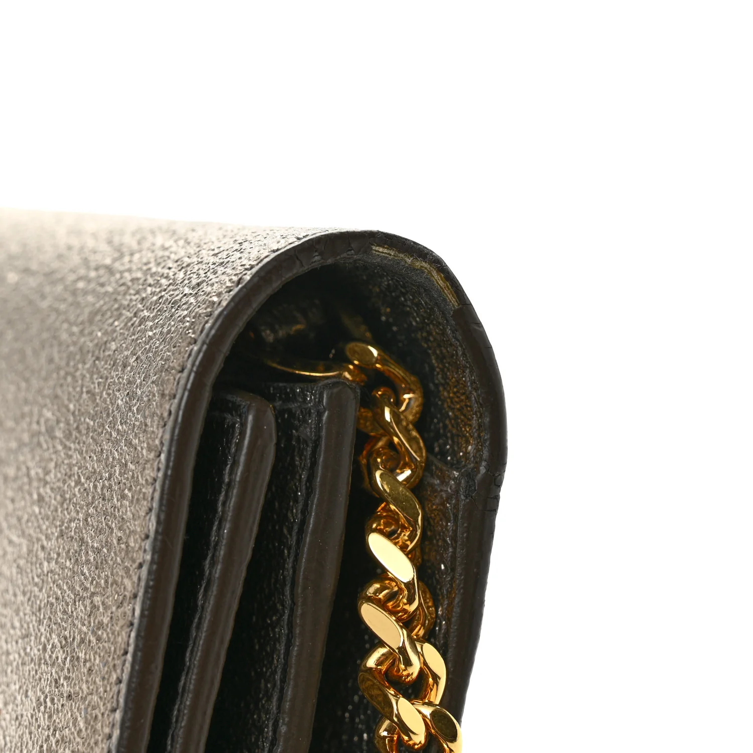 Grained Metallic Calfskin Monogram Chain Wallet Bronze - Image 15