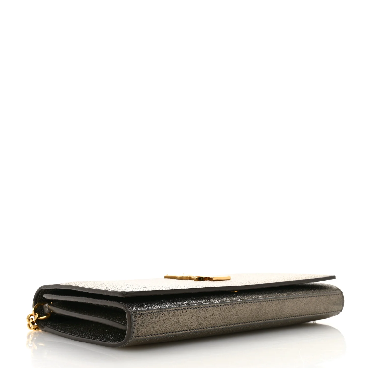 Grained Metallic Calfskin Monogram Chain Wallet Bronze - Image 4