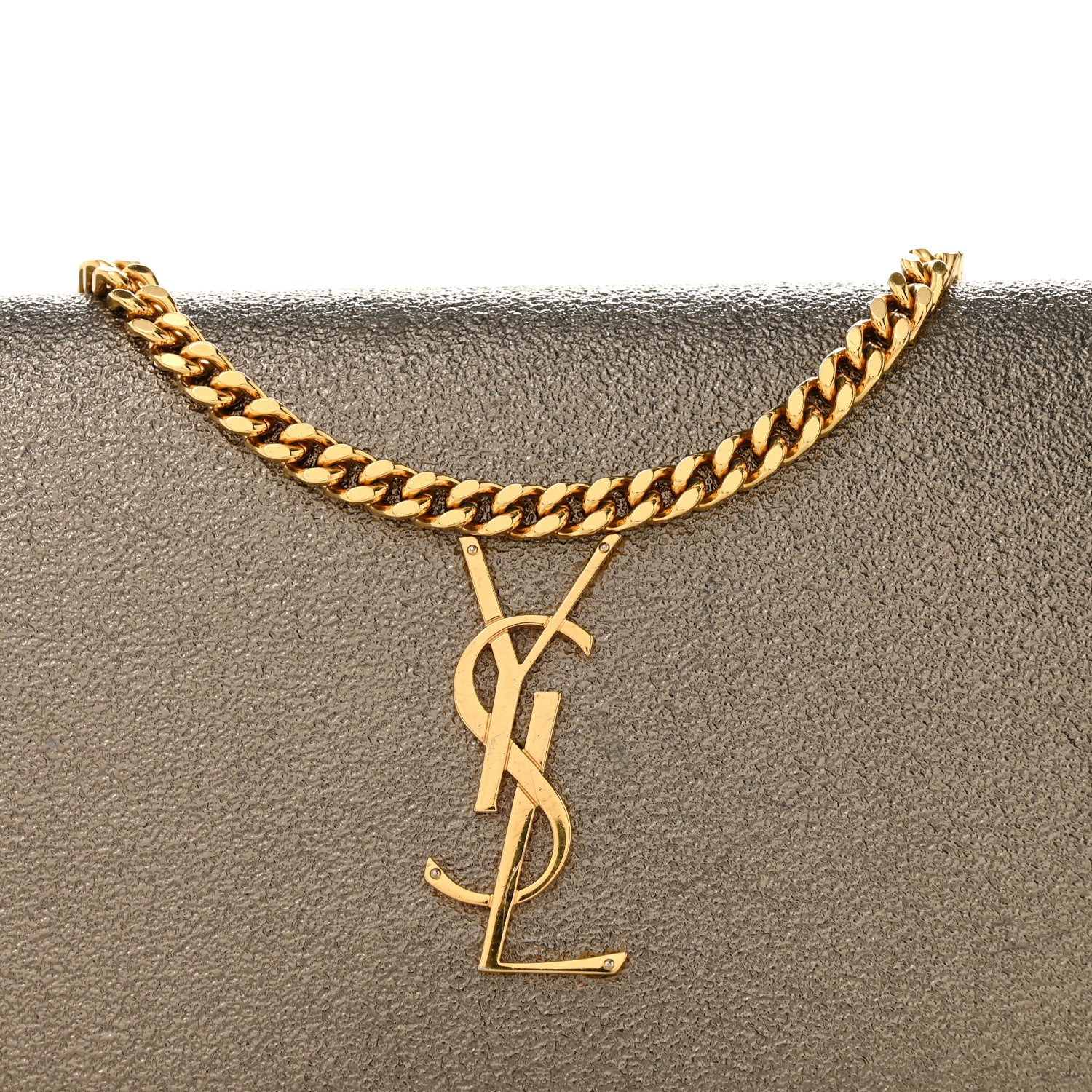 Grained Metallic Calfskin Monogram Chain Wallet Bronze - Image 9