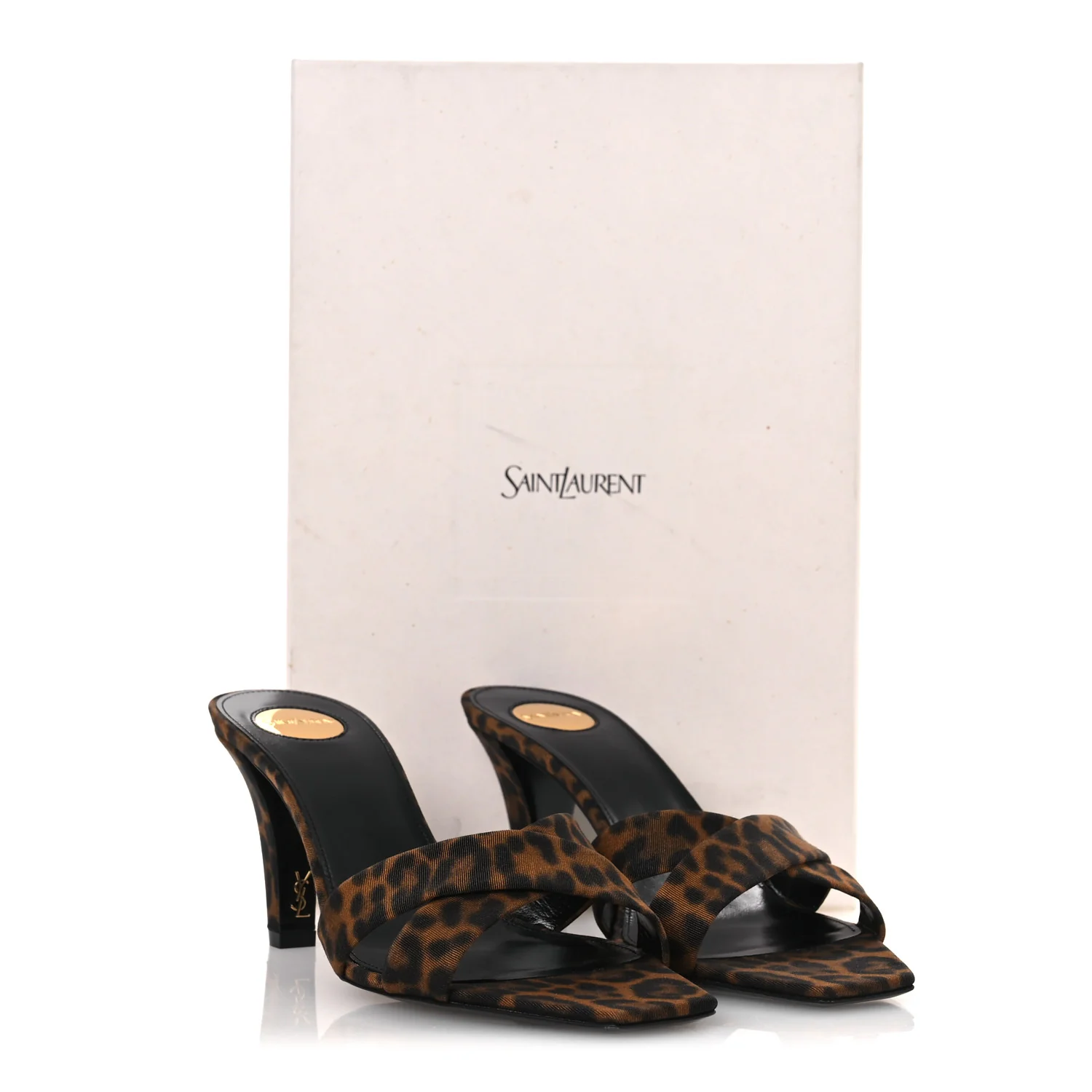 Grossgrain Leopard Print Jill Mules 37.5 Brown - Image 11
