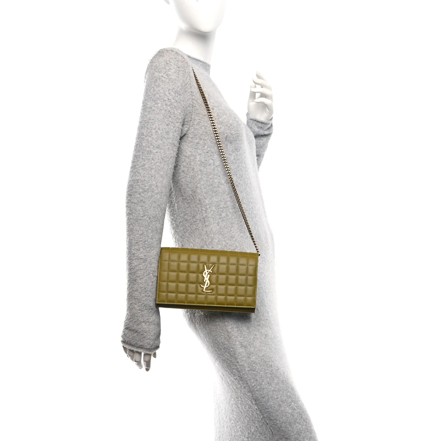 Lambskin Carre Quilted Cassandre Chain Wallet Olive Drab - Image 2
