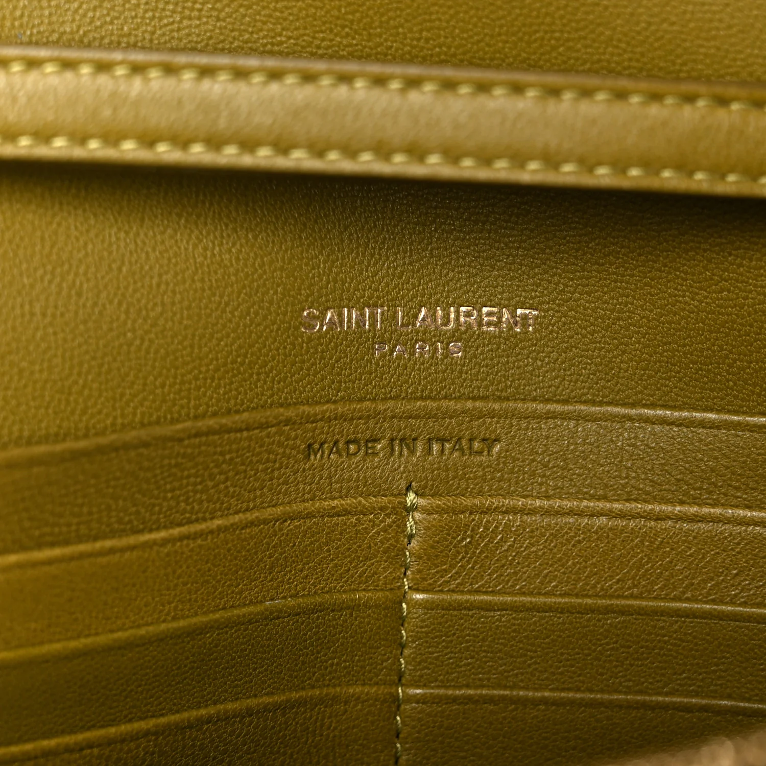 Lambskin Carre Quilted Cassandre Chain Wallet Olive Drab - Image 7