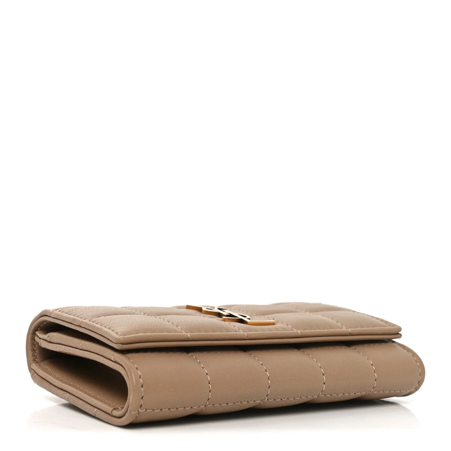 Lambskin Carre Quilted Cassandre Compact Envelope Card Case Dark Toffee - Image 4
