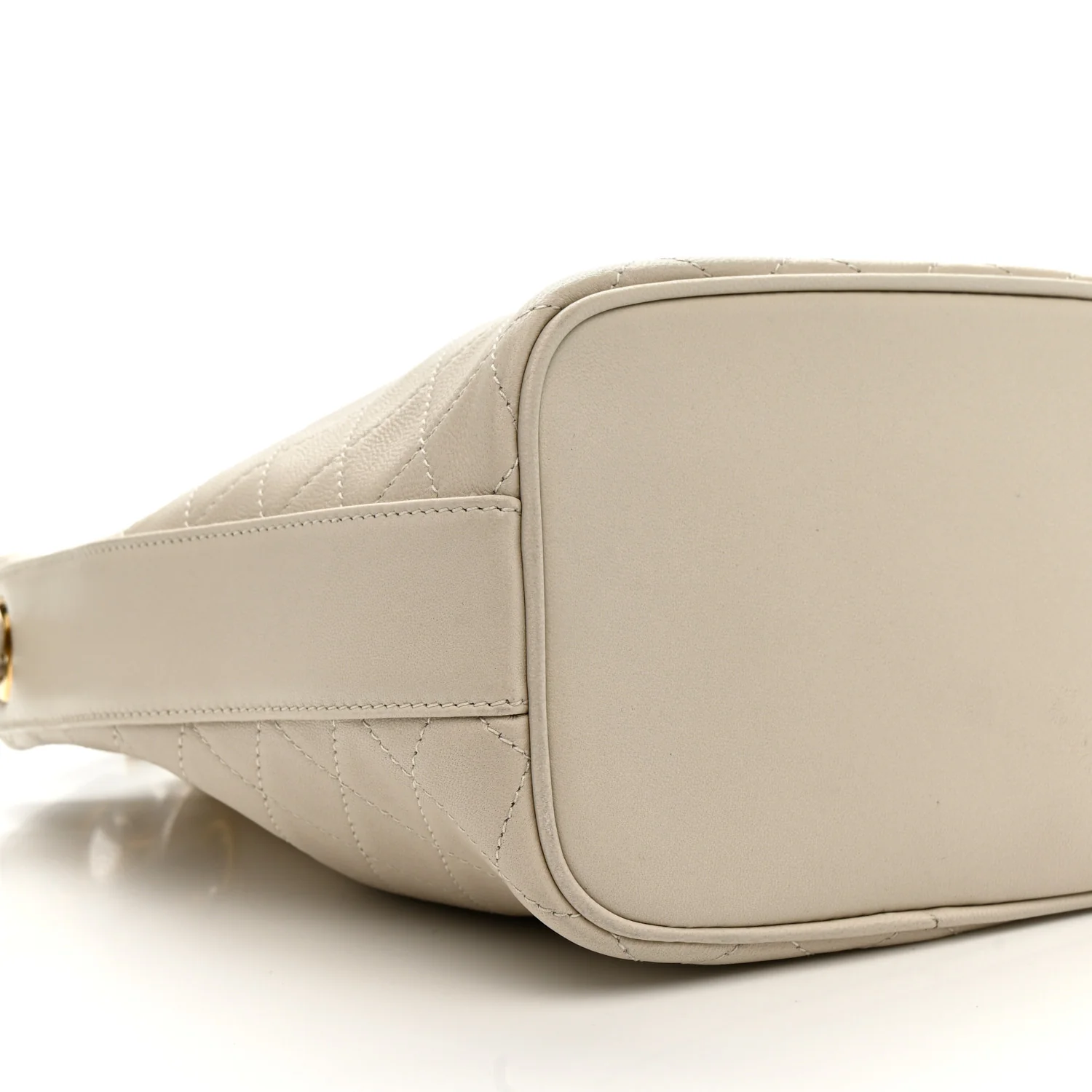 Lambskin Carre Quilted Cassandre Small Bucket Bag Crema Soft - Image 11