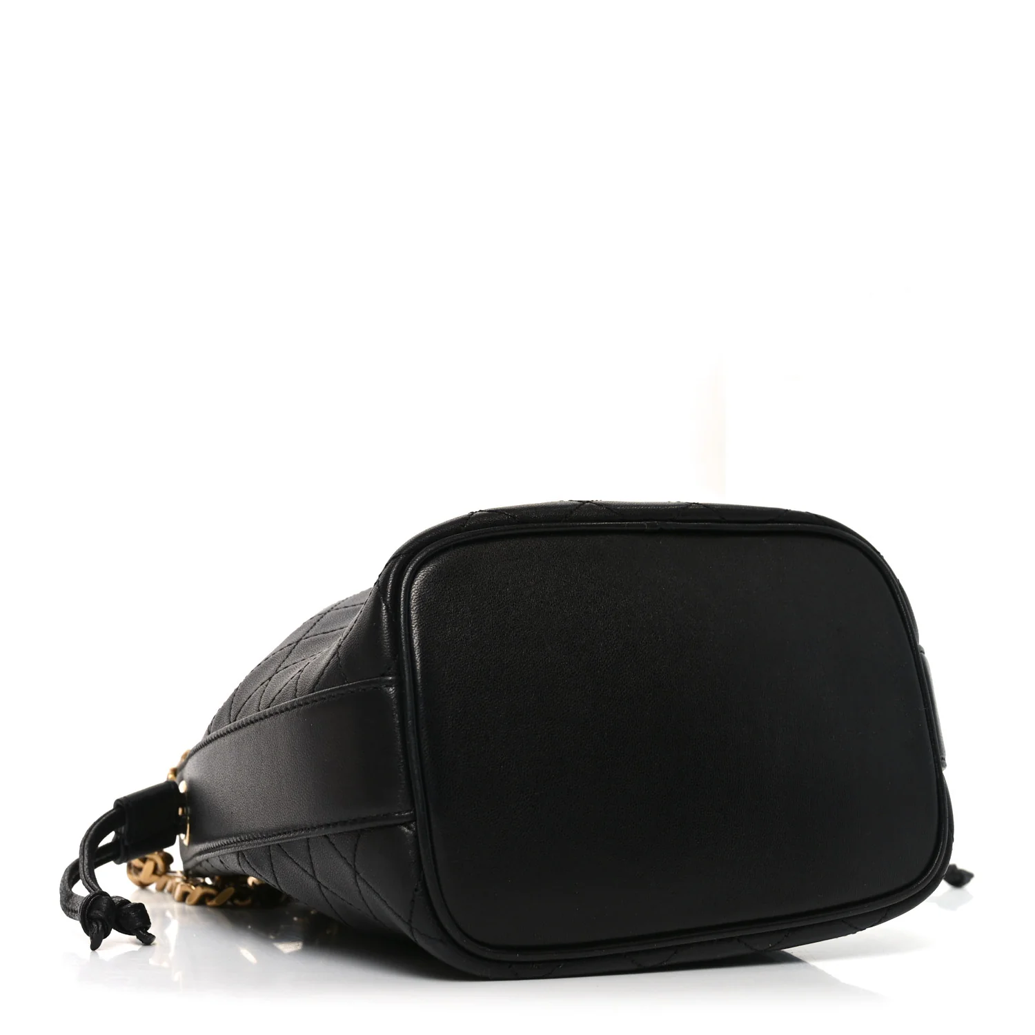 Lambskin Carre Quilted Small Cassandre Bucket Bag Black - Image 4