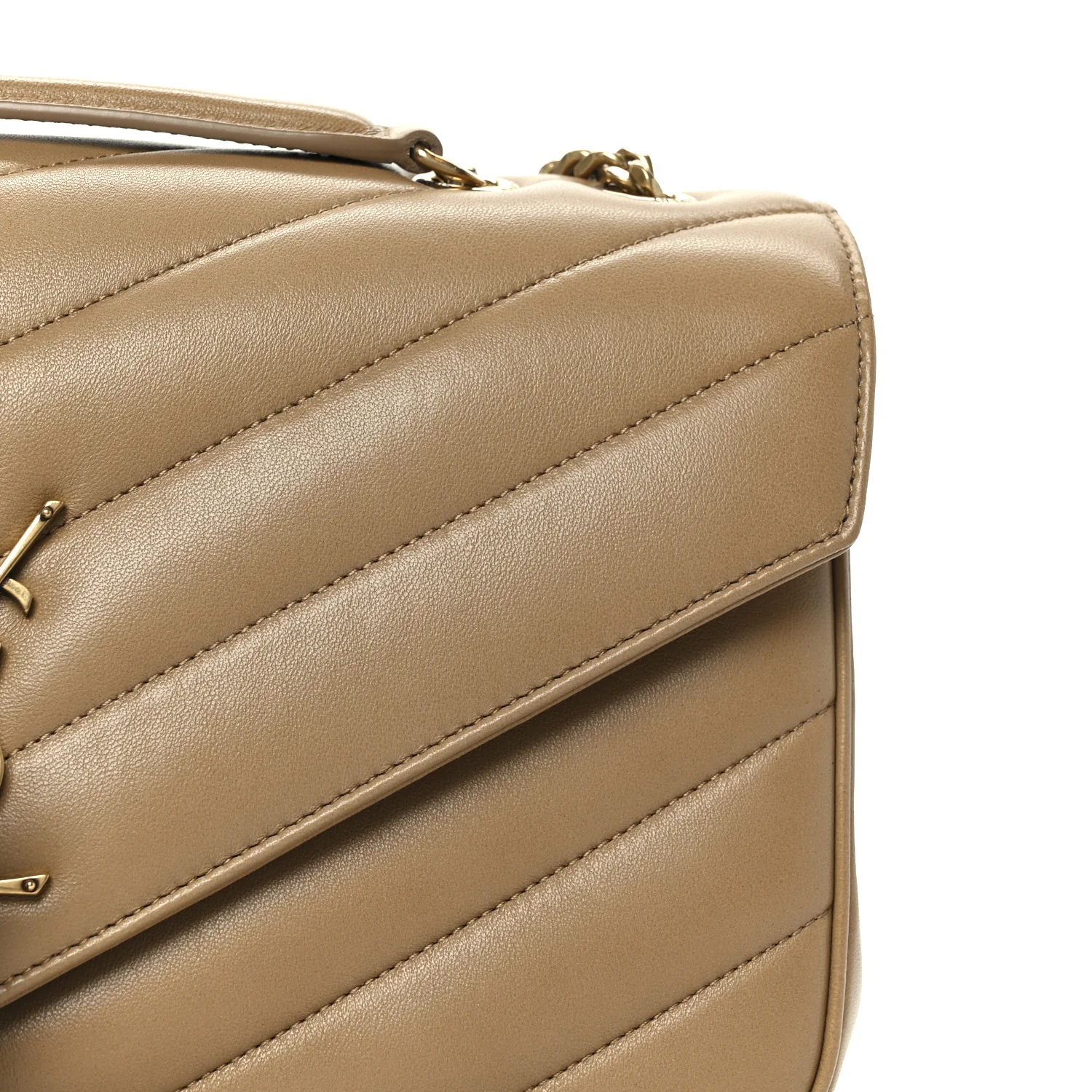 Lambskin Chevron Quilted Medium LouLou Natural Tan - Image 12