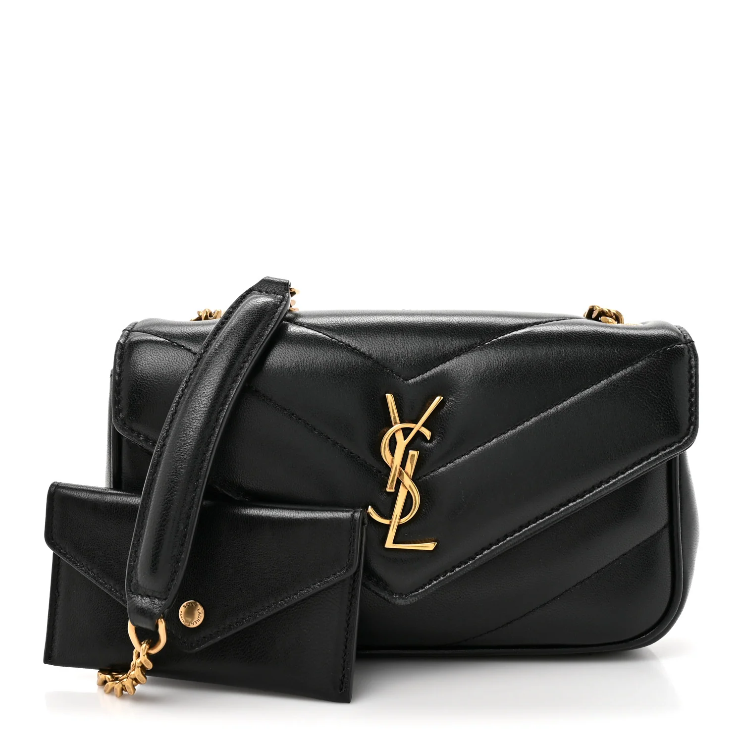 Lambskin Chevron Quilted Mini Loulou Black - Image 3