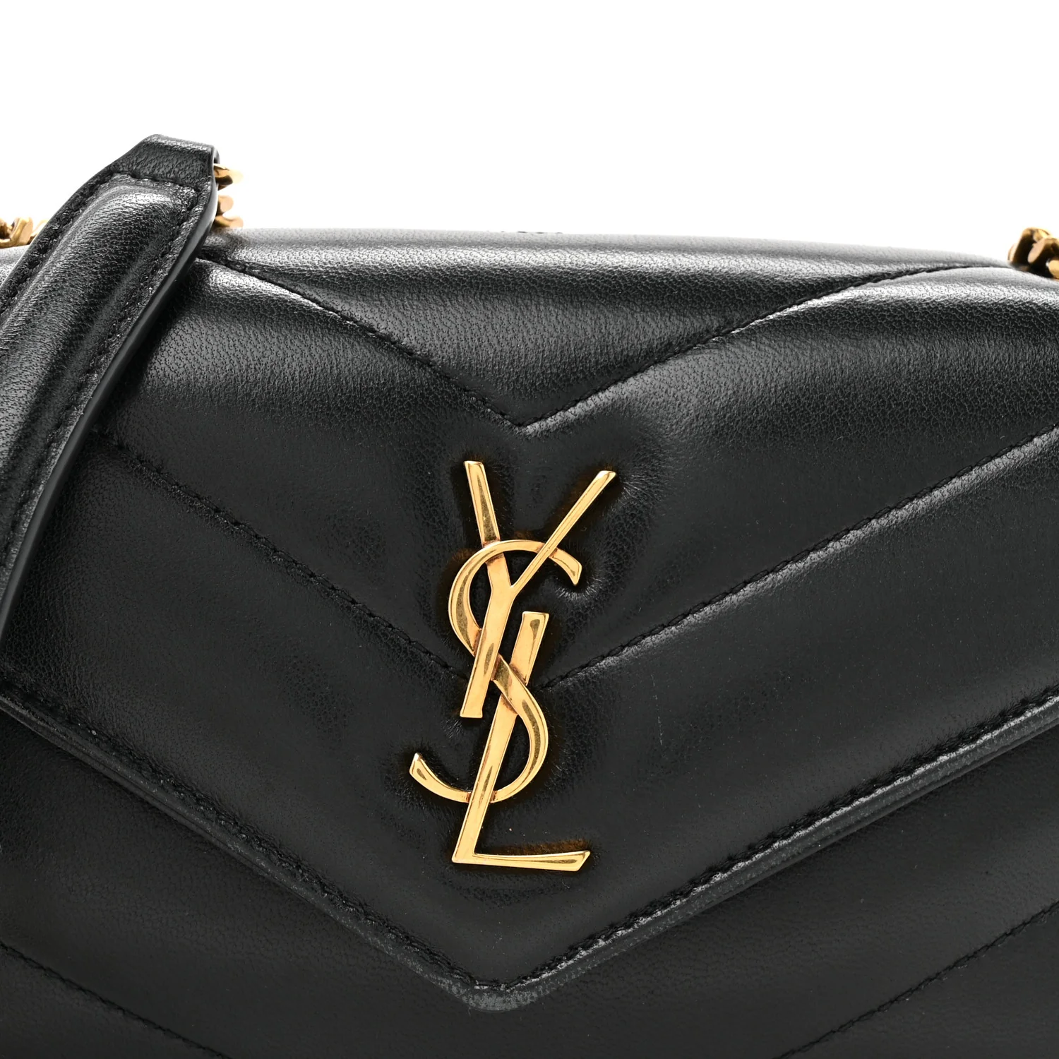 Lambskin Chevron Quilted Mini Loulou Black - Image 9