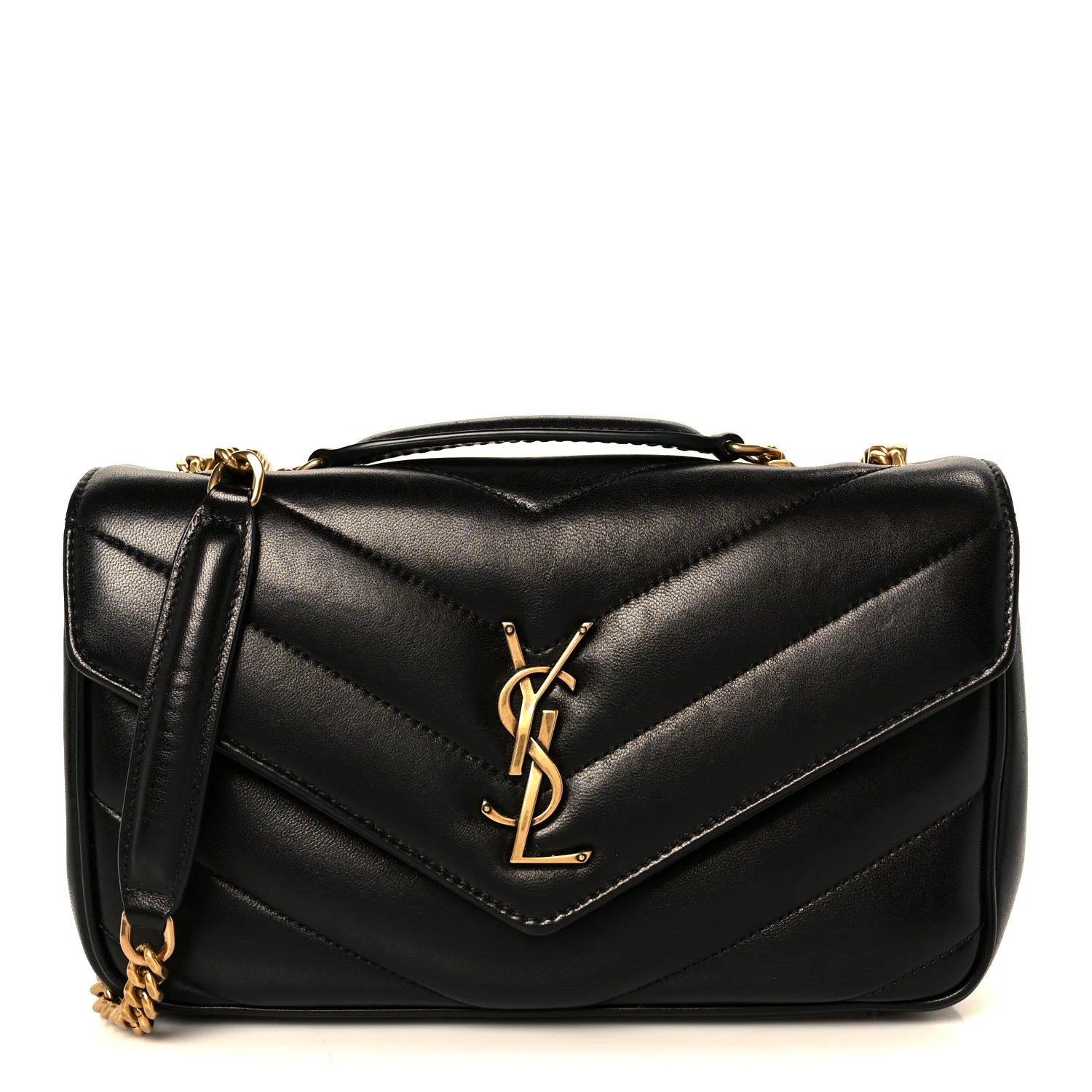 Lambskin Chevron Quilted Small LouLou Black