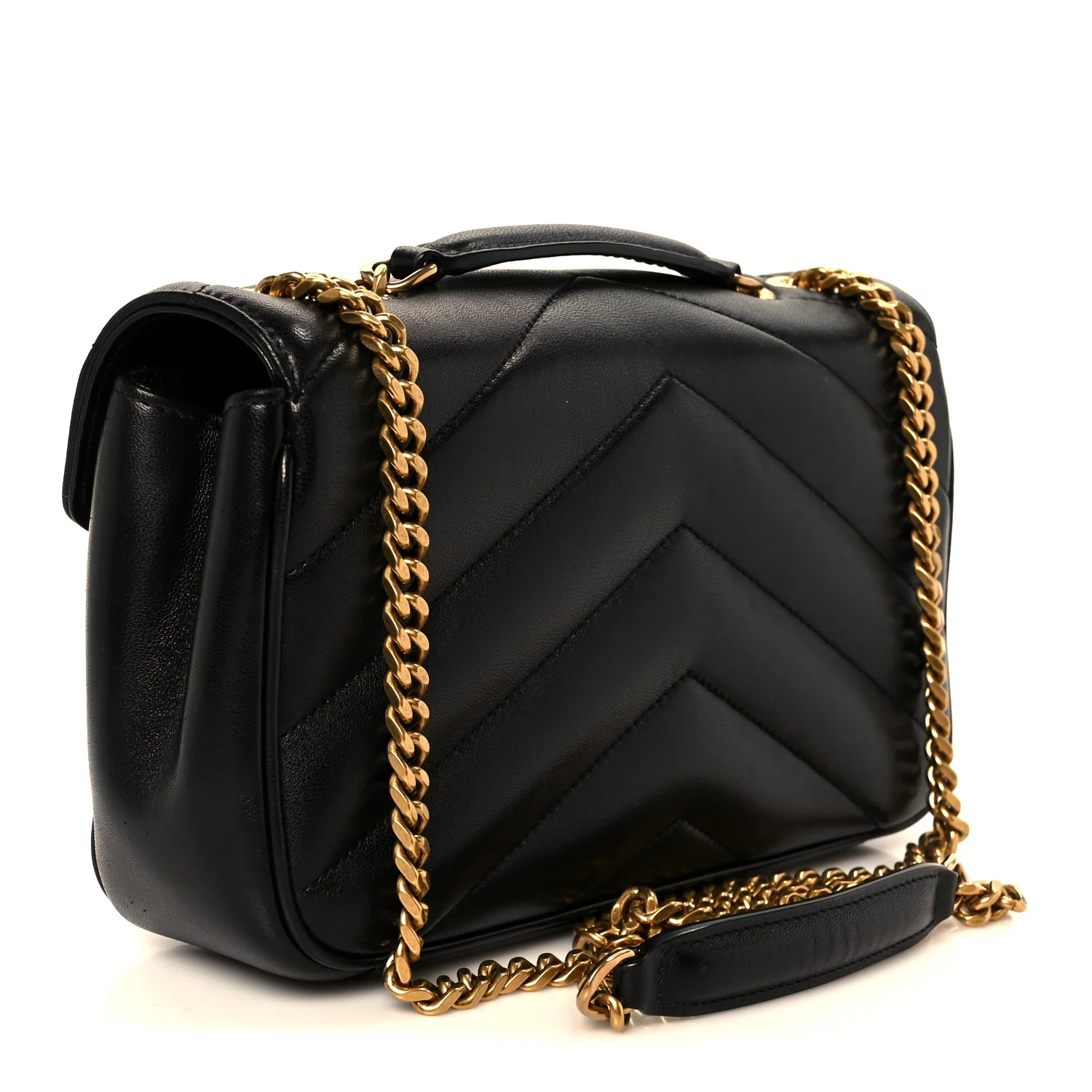 Lambskin Chevron Quilted Small LouLou Black - Image 5