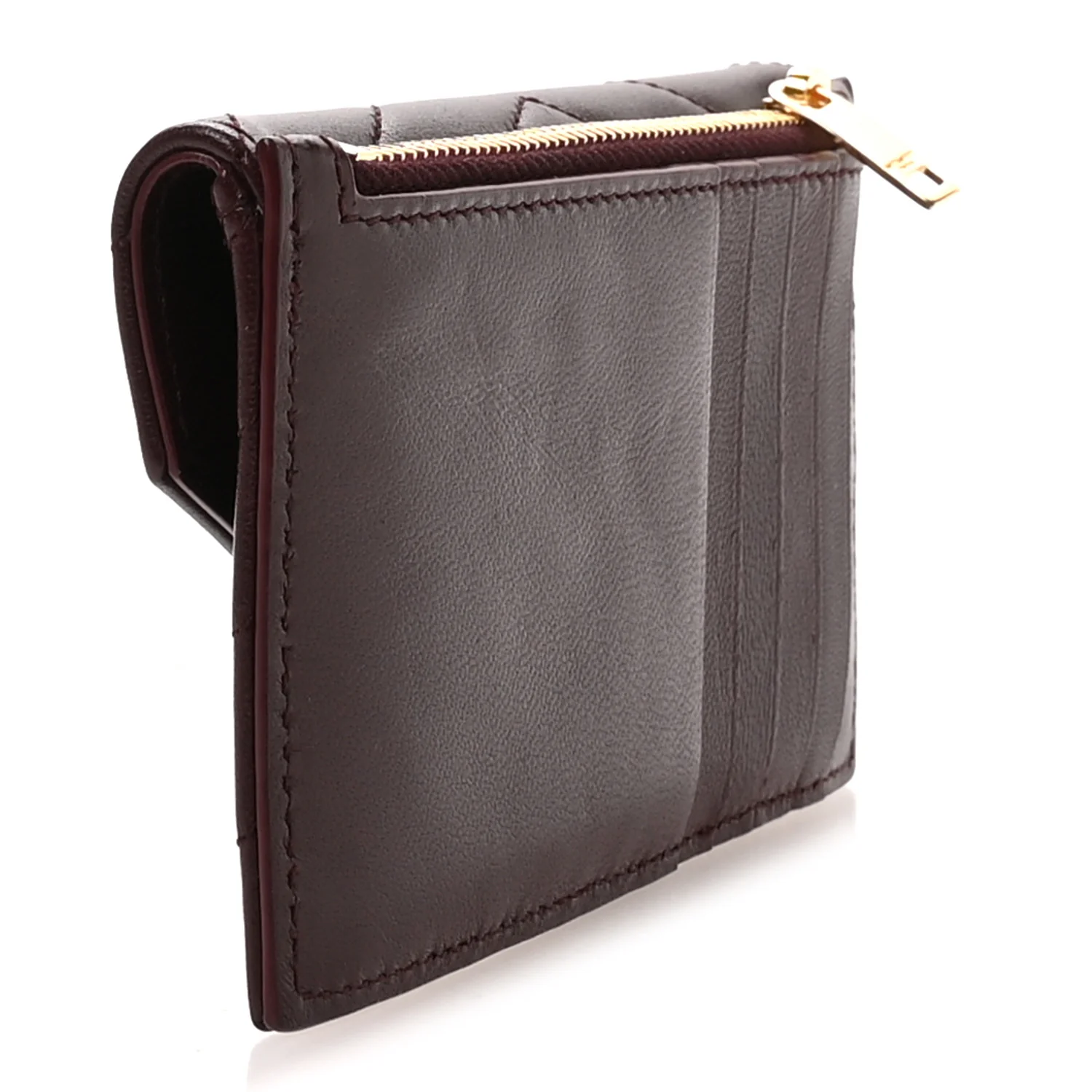 Lambskin Matelasse Chevron Monogram Compact Wallet Rouge Cabernet - Image 3