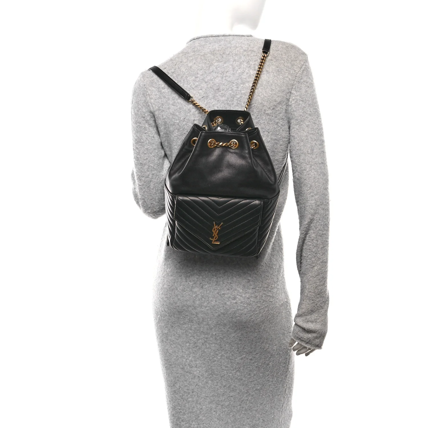 Lambskin Matelasse Monogram Joe Backpack Black - Image 2