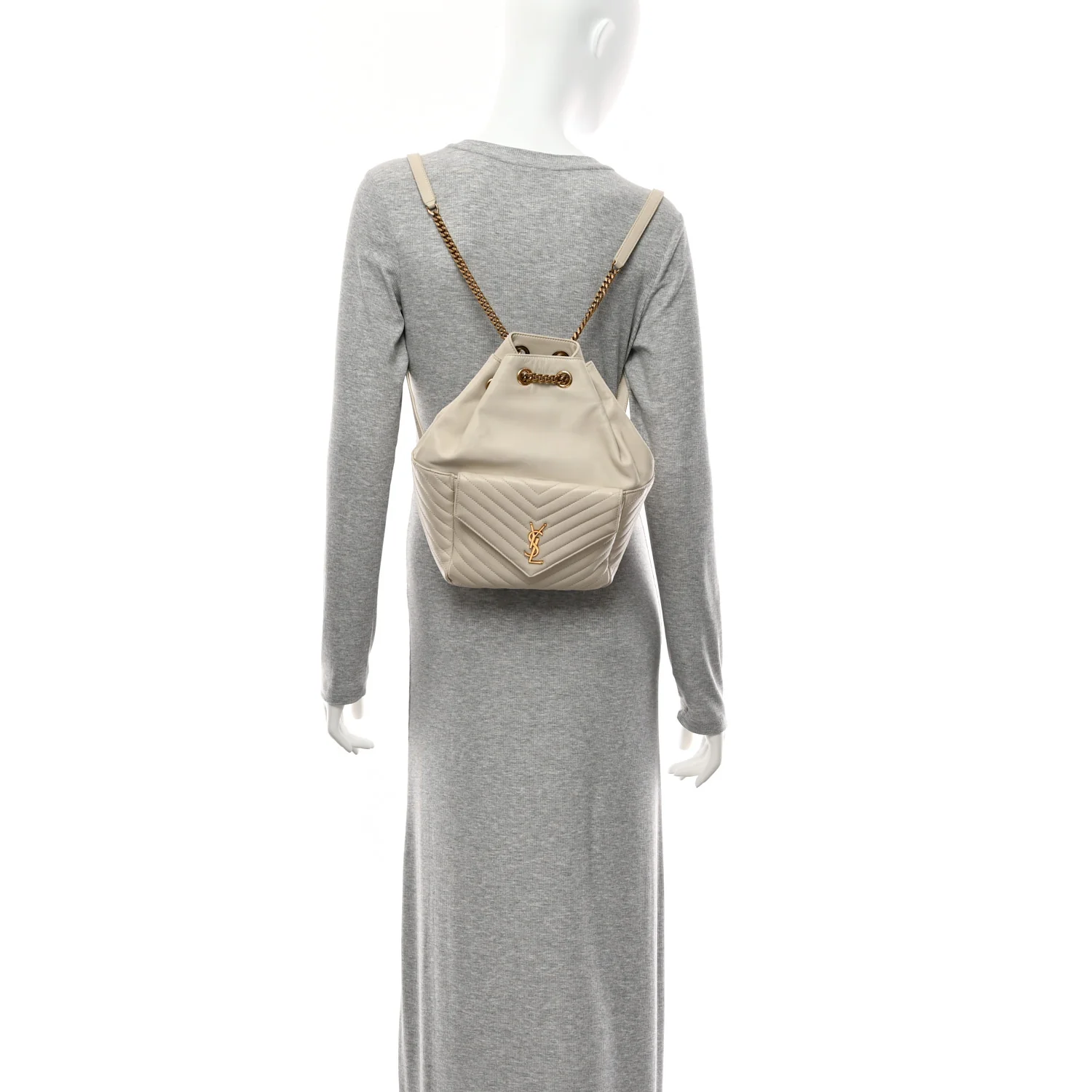 Lambskin Matelasse Monogram Joe Backpack Cream - Image 2