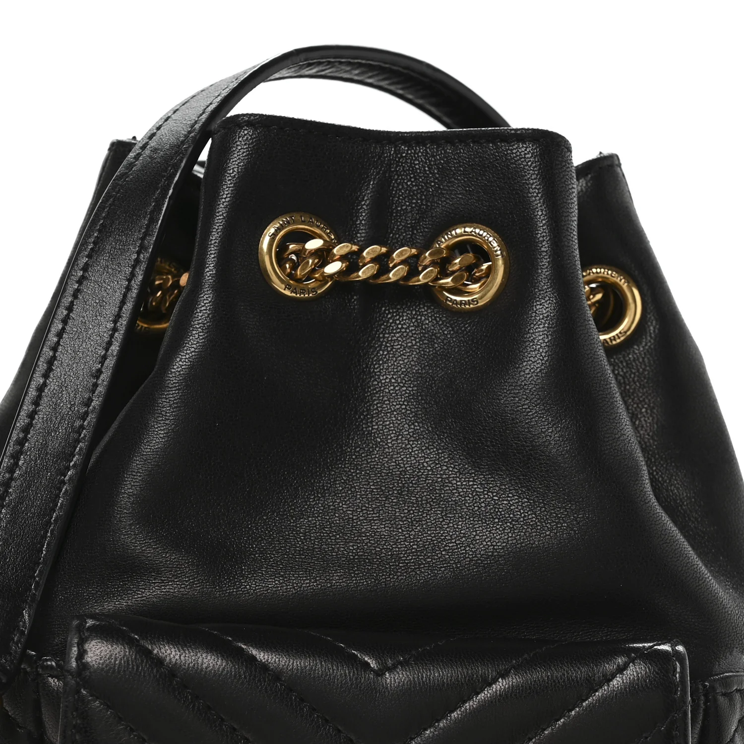 Lambskin Matelasse Monogram Joe Nano Bucket Bag Black - Image 15